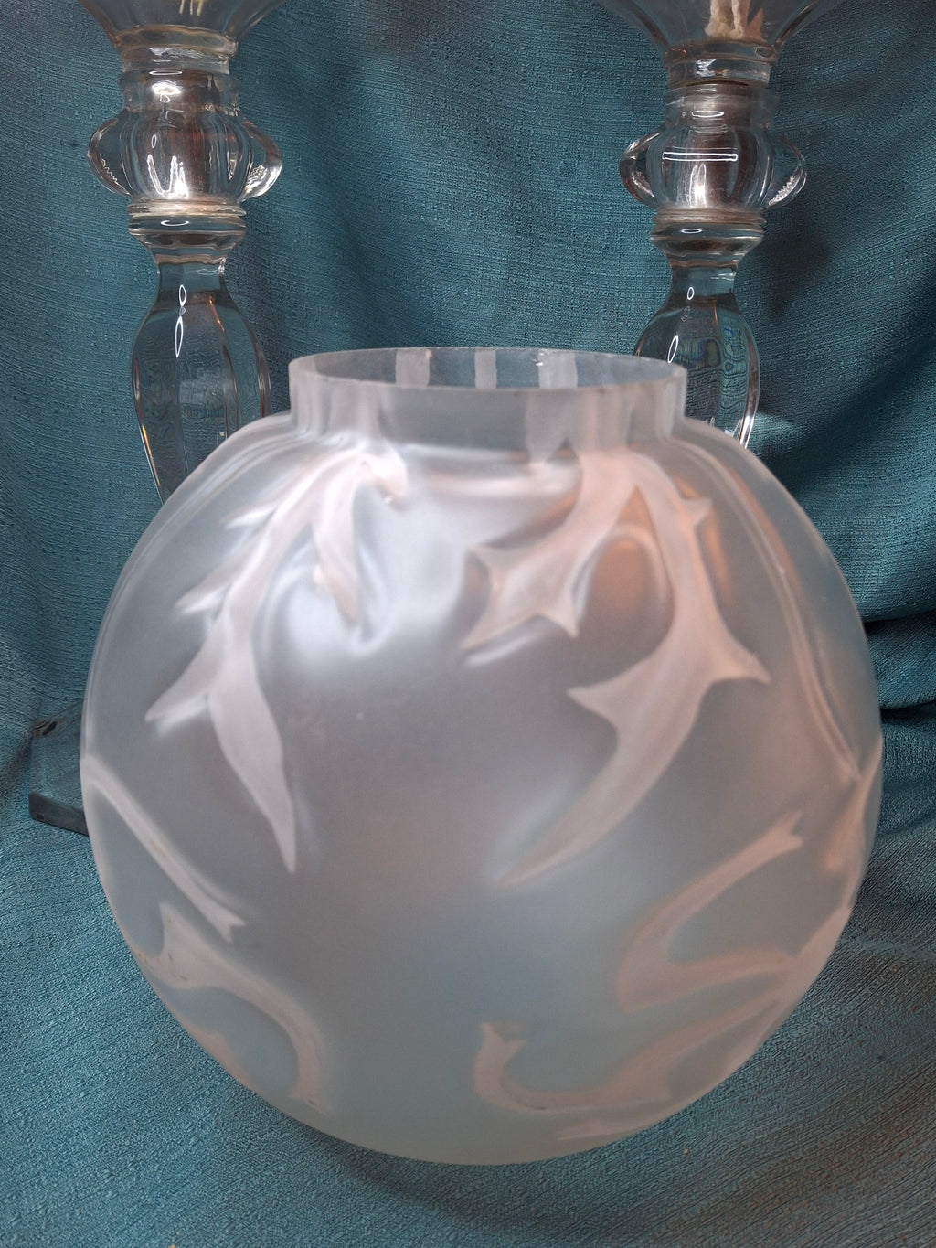 Antique Complete Pair Fostoria No. 17 Glass Kerosene Banquet Lamps Duplex Burner