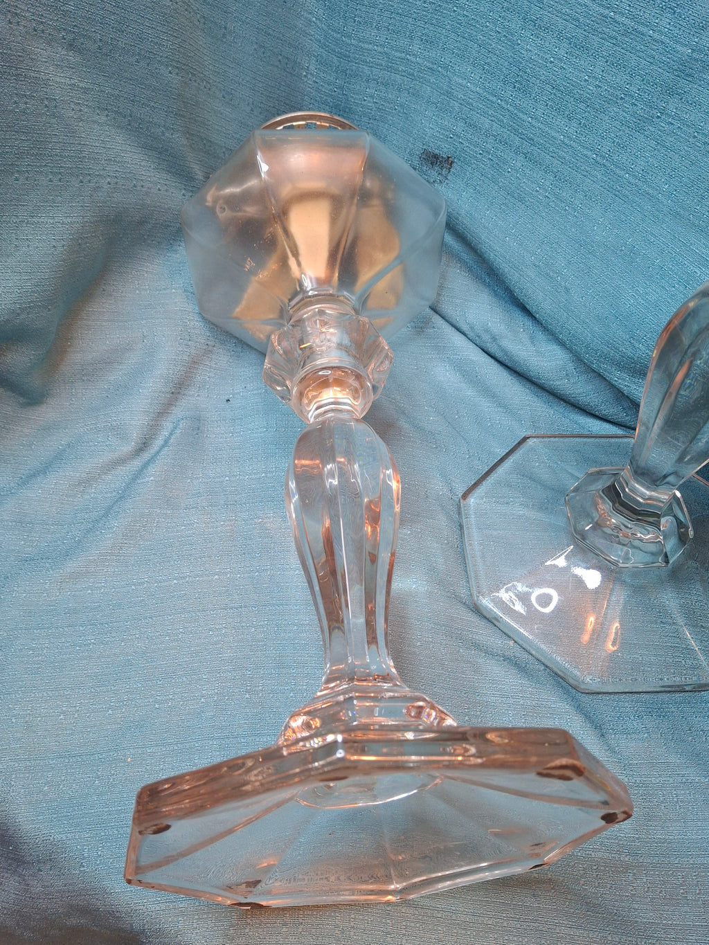 Antique Complete Pair Fostoria No. 17 Glass Kerosene Banquet Lamps Duplex Burner