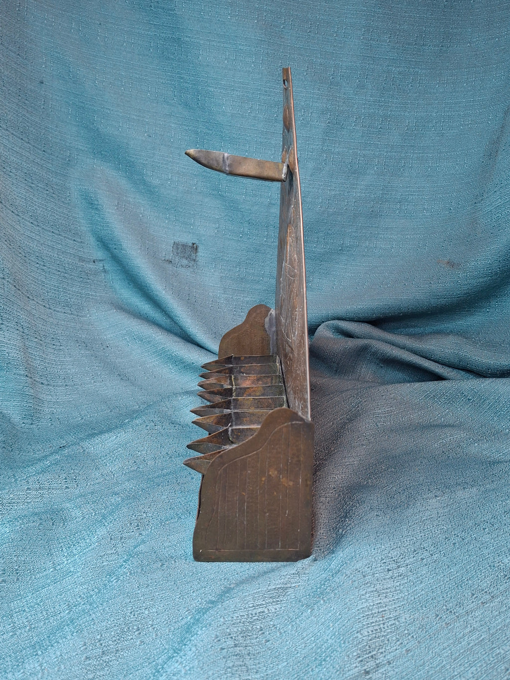 Rare 19thC Moroccan Brass Hanukkah Menorah • Hand-Repoussé Maghrebi Judaica Oil Lamp