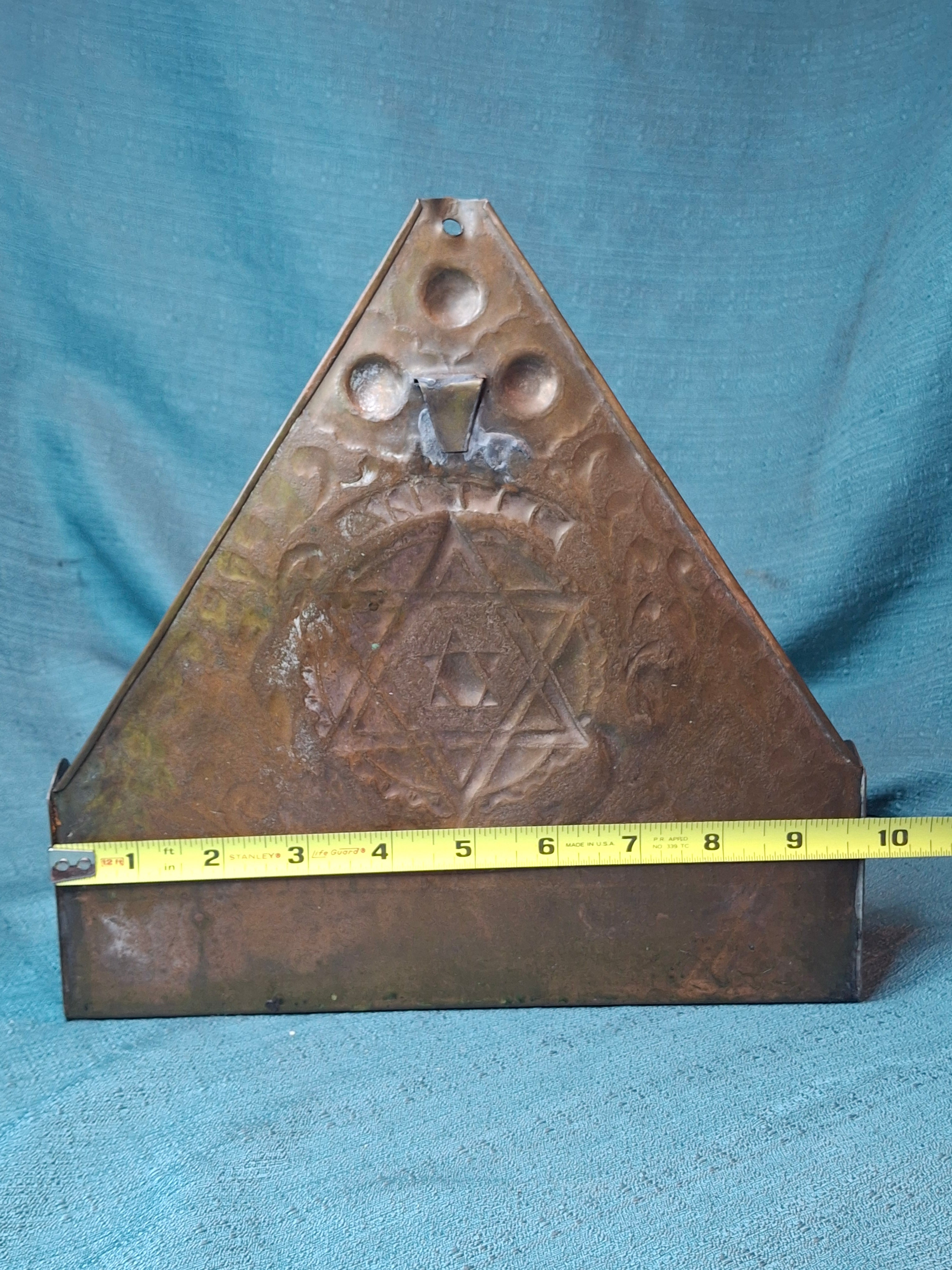 Rare 19thC Moroccan Brass Hanukkah Menorah • Hand-Repoussé Maghrebi Judaica Oil Lamp