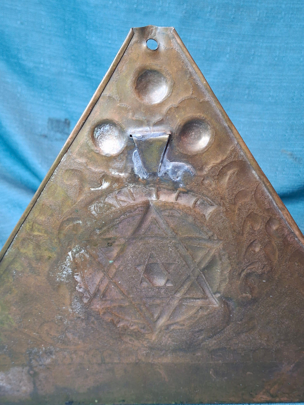 Rare 19thC Moroccan Brass Hanukkah Menorah • Hand-Repoussé Maghrebi Judaica Oil Lamp