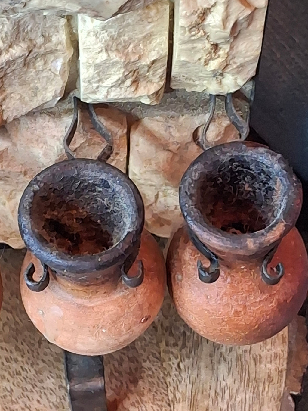 Rare Signed Shoshany Jerusalem Stone Menorah - Master Artisan Footed Design - Complete 11-Piece Oil Jug Set - Handmade in Israel