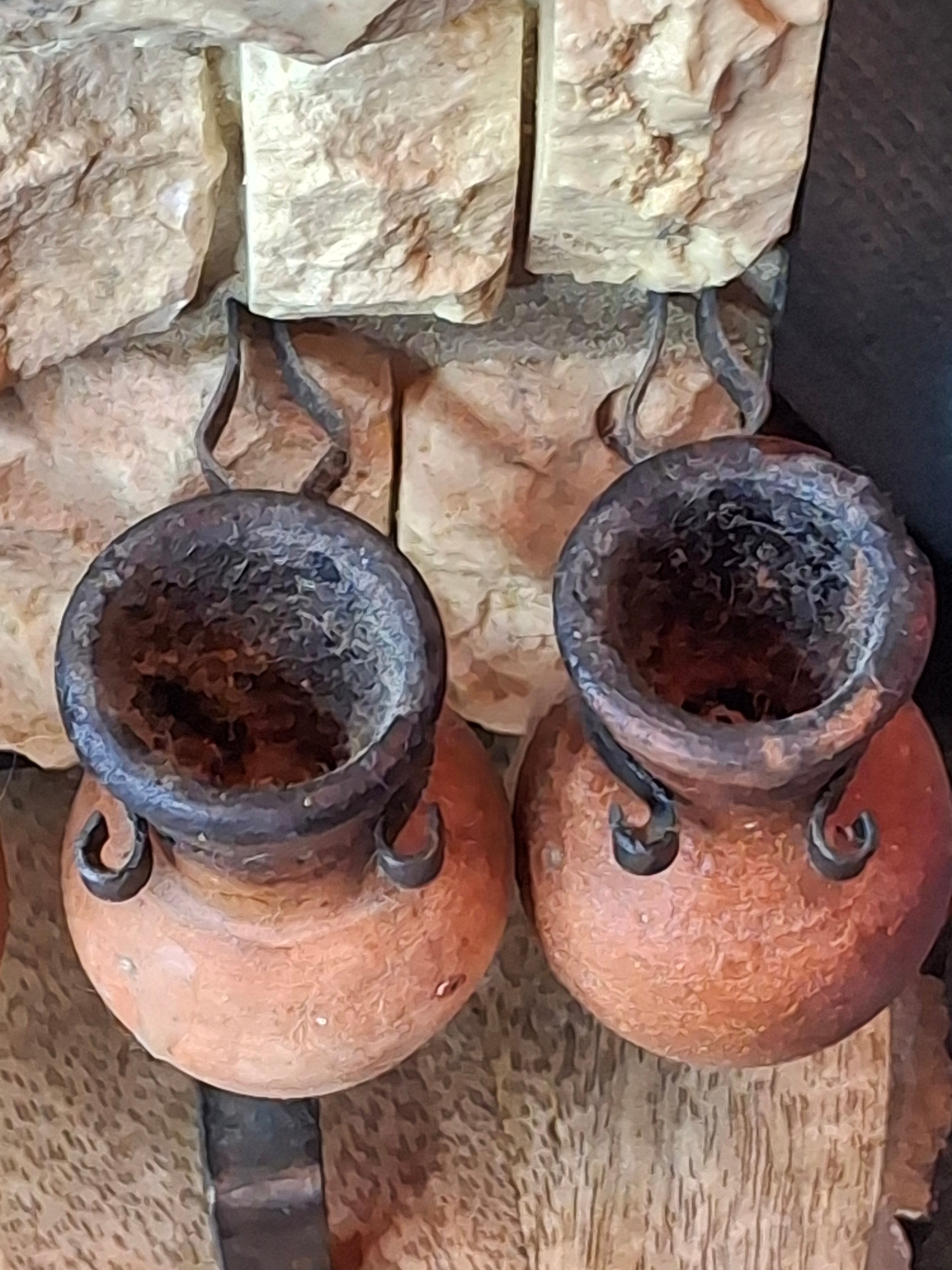 Rare Signed Shoshany Jerusalem Stone Menorah - Master Artisan Footed Design - Complete 11-Piece Oil Jug Set - Handmade in Israel