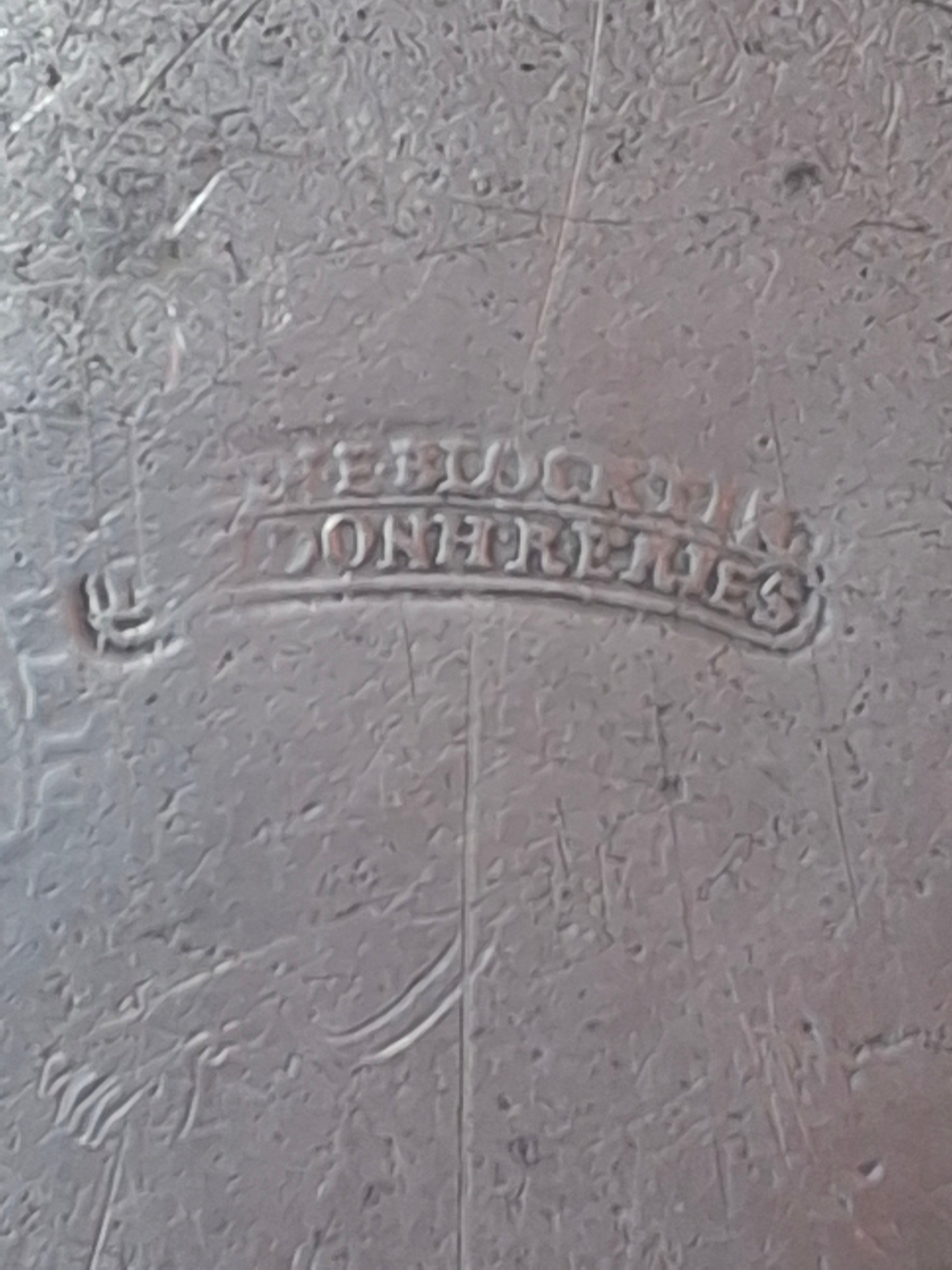 Rare 18thC Inscribed Judaica Pewter Meat Plate Basar Archangel Michael Hallmarks 9.5"
