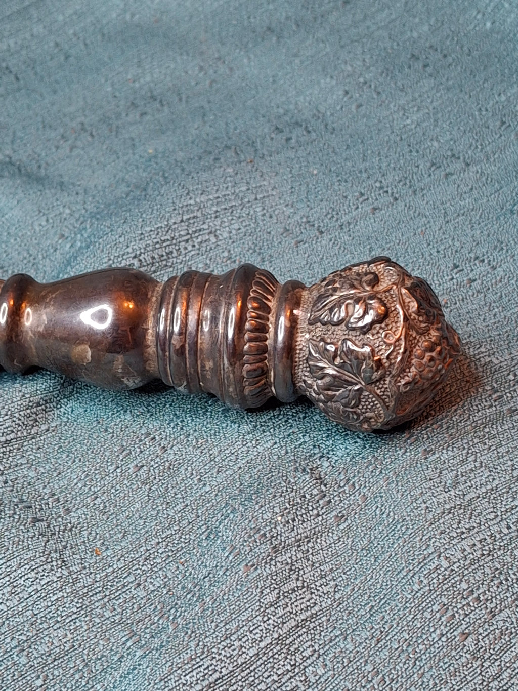 Antique 925 Sterling Silver Wax Jack Taper Holder Tzinder Grape Vine Repoussé 12"