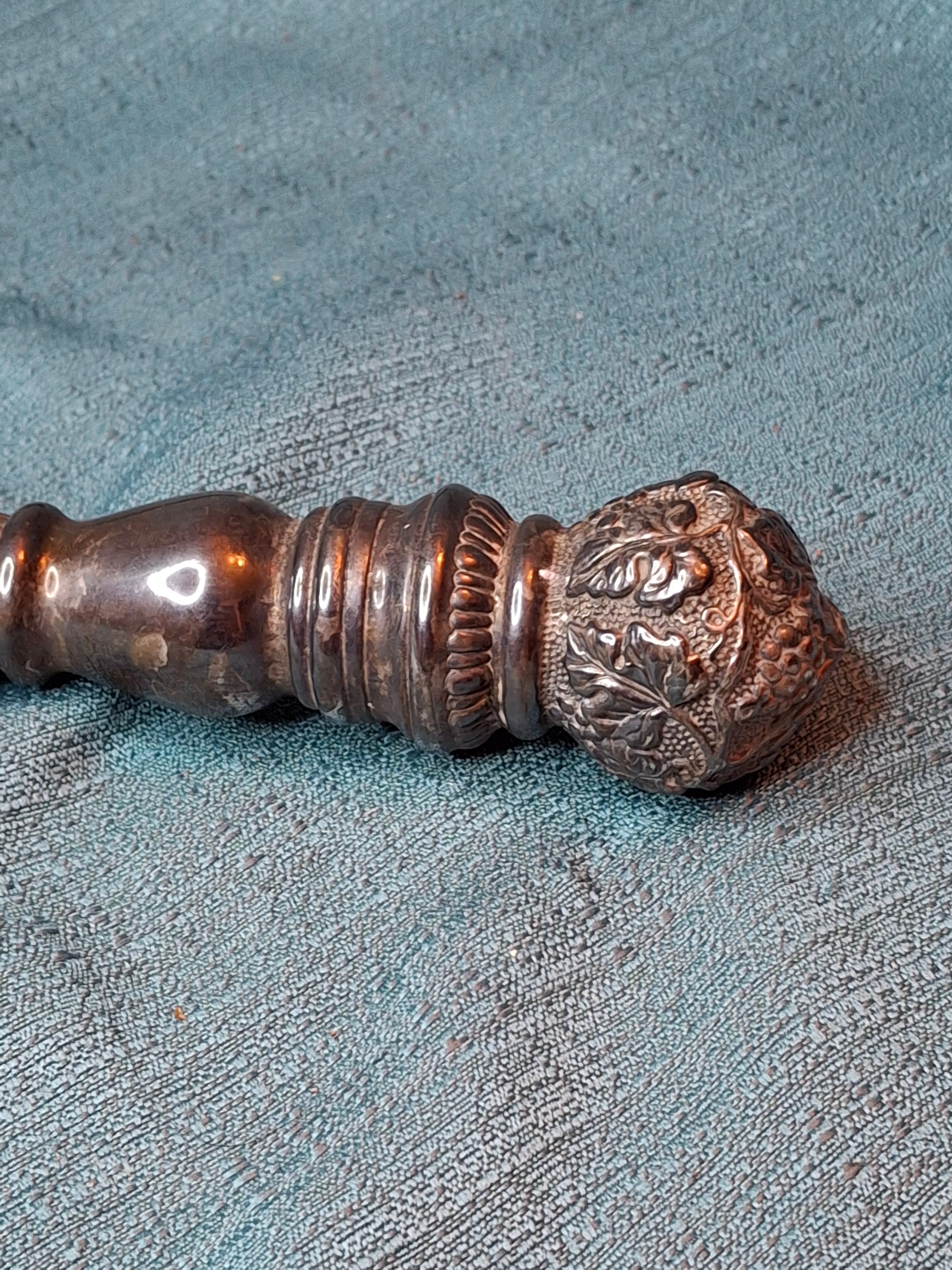 Antique 925 Sterling Silver Wax Jack Taper Holder Tzinder Grape Vine Repoussé 12"