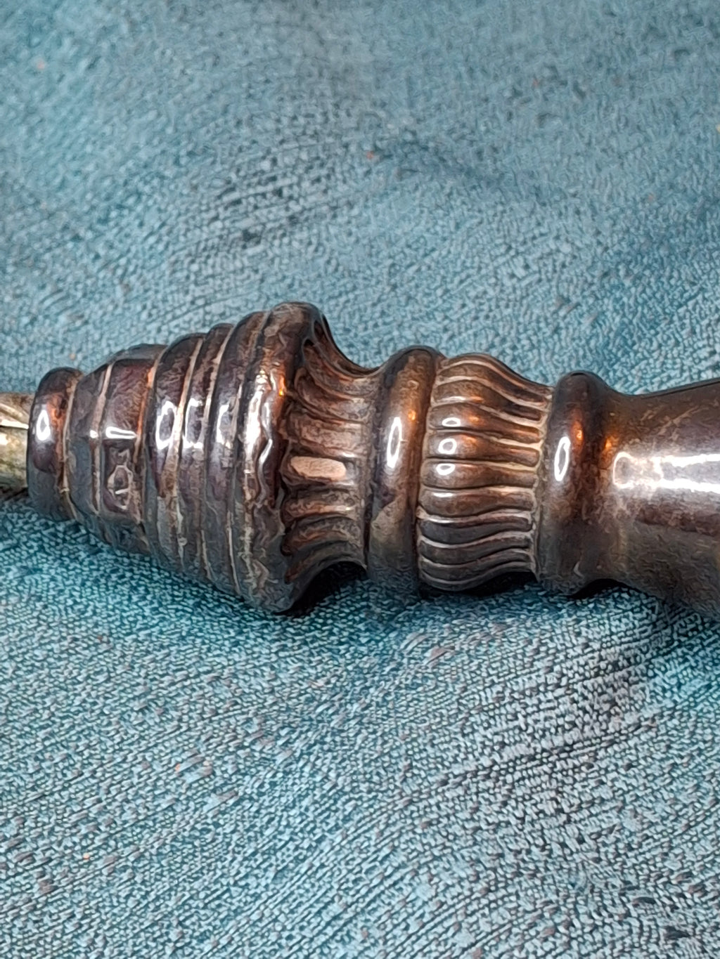 Antique 925 Sterling Silver Wax Jack Taper Holder Tzinder Grape Vine Repoussé 12"