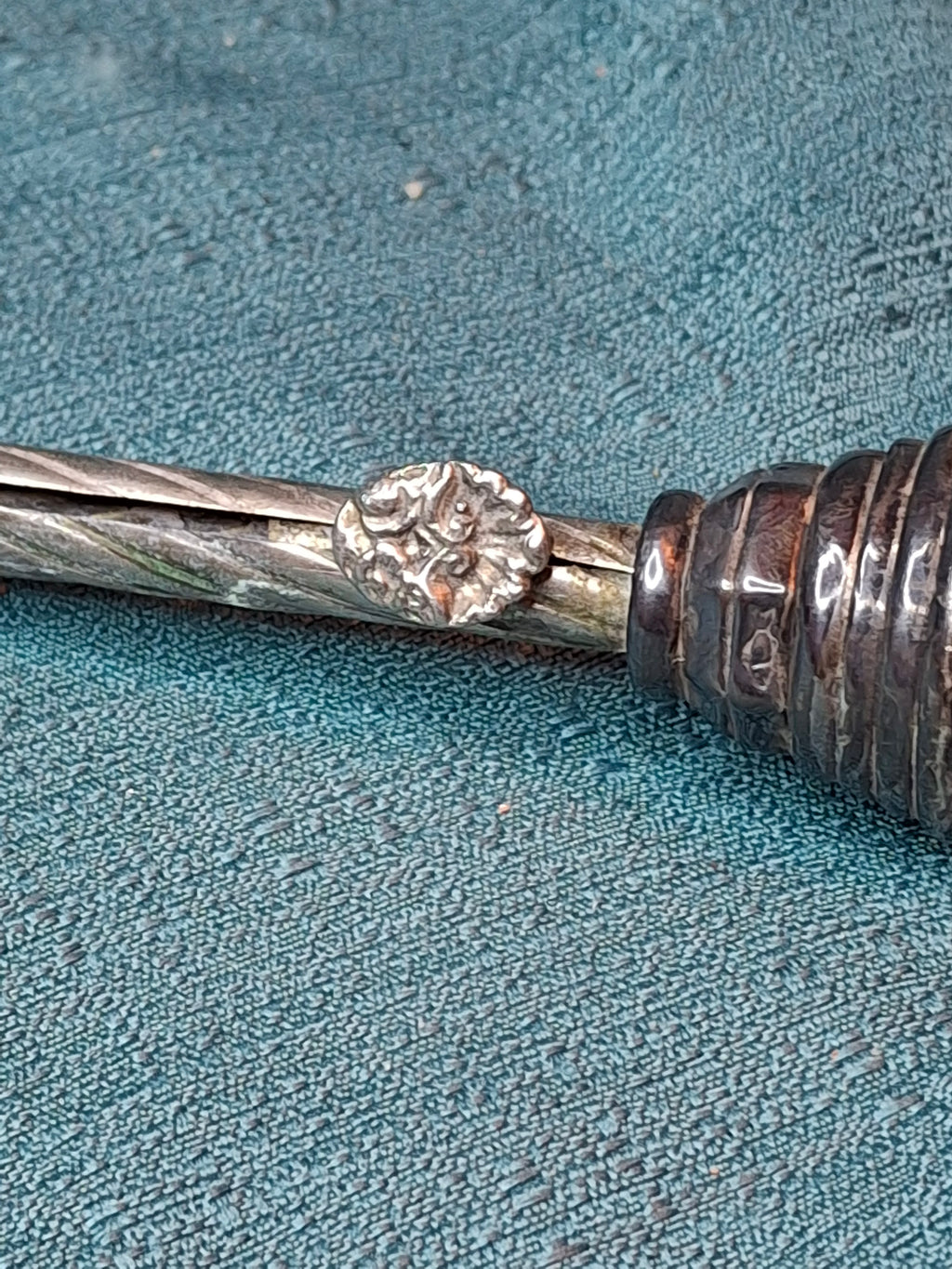 Antique 925 Sterling Silver Wax Jack Taper Holder Tzinder Grape Vine Repoussé 12"