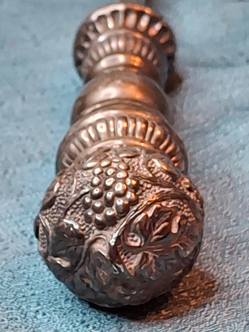 Antique 925 Sterling Silver Wax Jack Taper Holder Tzinder Grape Vine Repoussé 12"