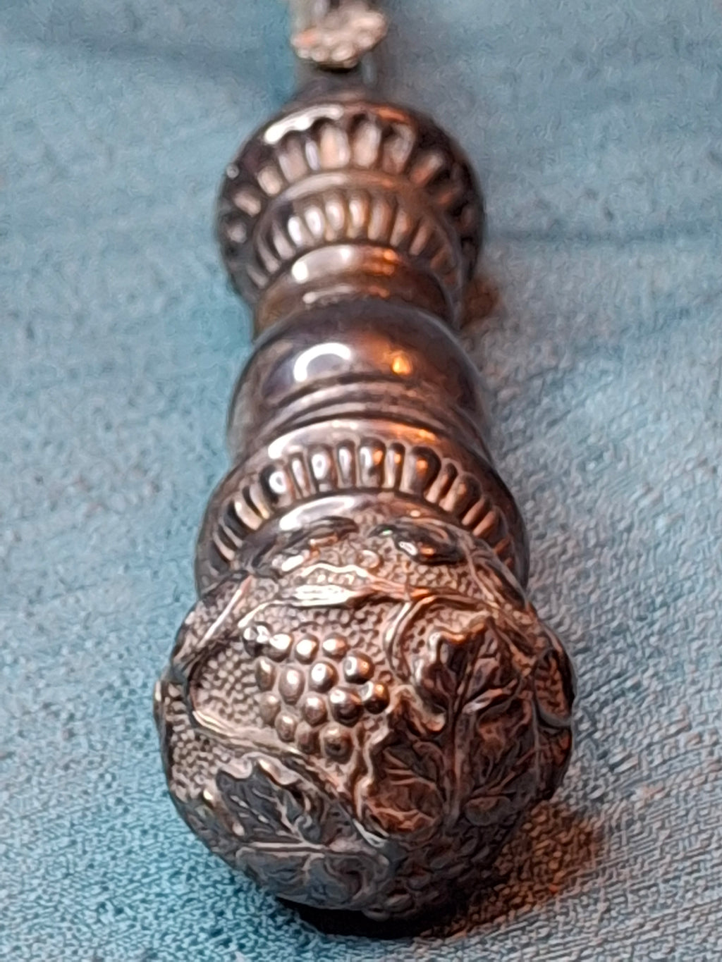 Antique 925 Sterling Silver Wax Jack Taper Holder Tzinder Grape Vine Repoussé 12"