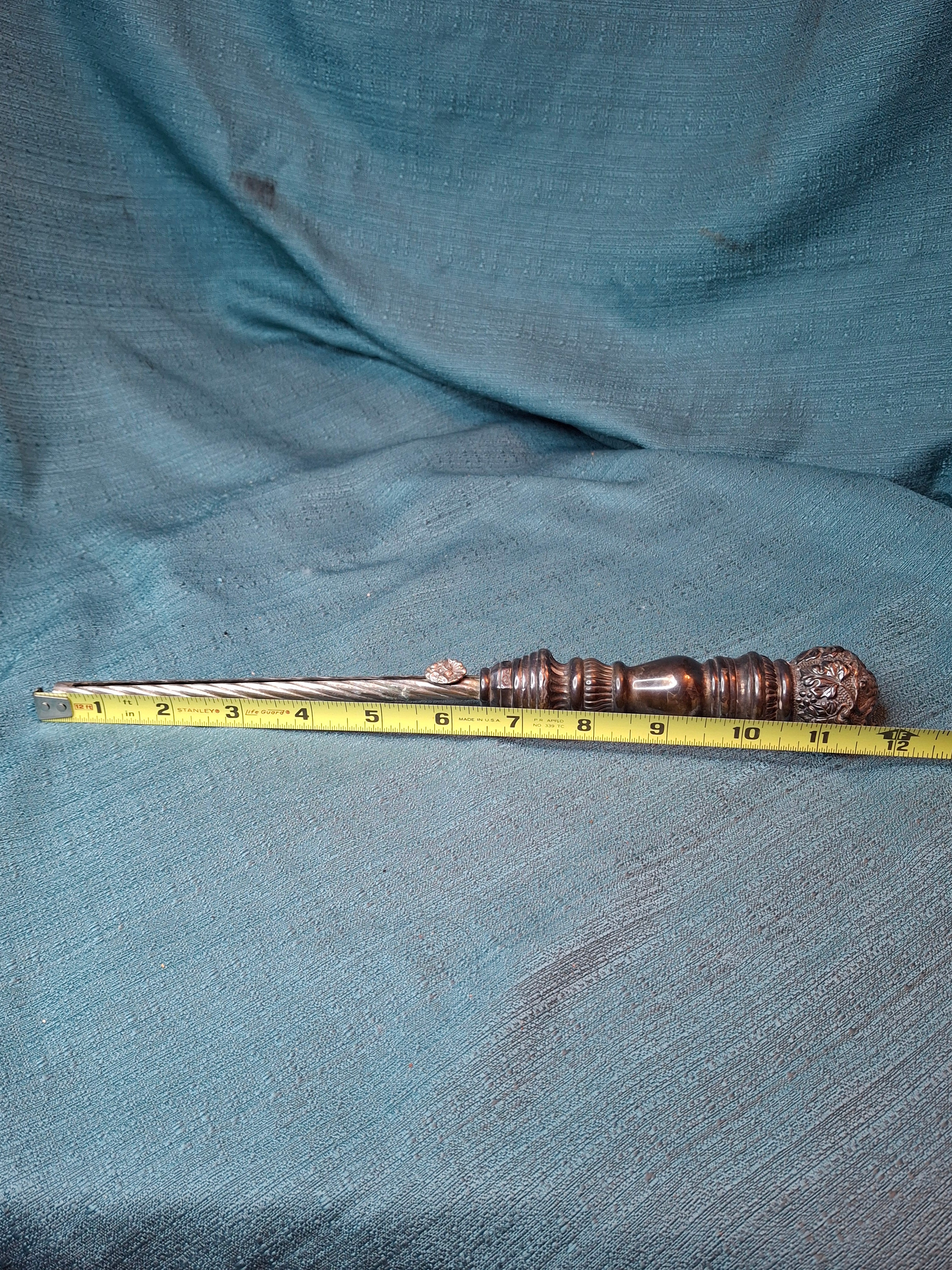 Antique 925 Sterling Silver Wax Jack Taper Holder Tzinder Grape Vine Repoussé 12"