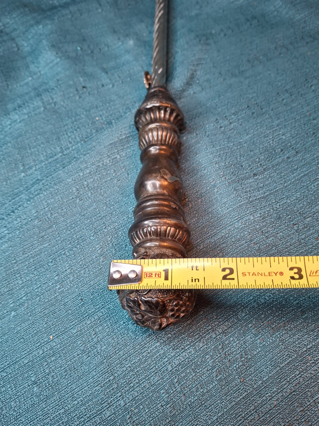 Antique 925 Sterling Silver Wax Jack Taper Holder Tzinder Grape Vine Repoussé 12"