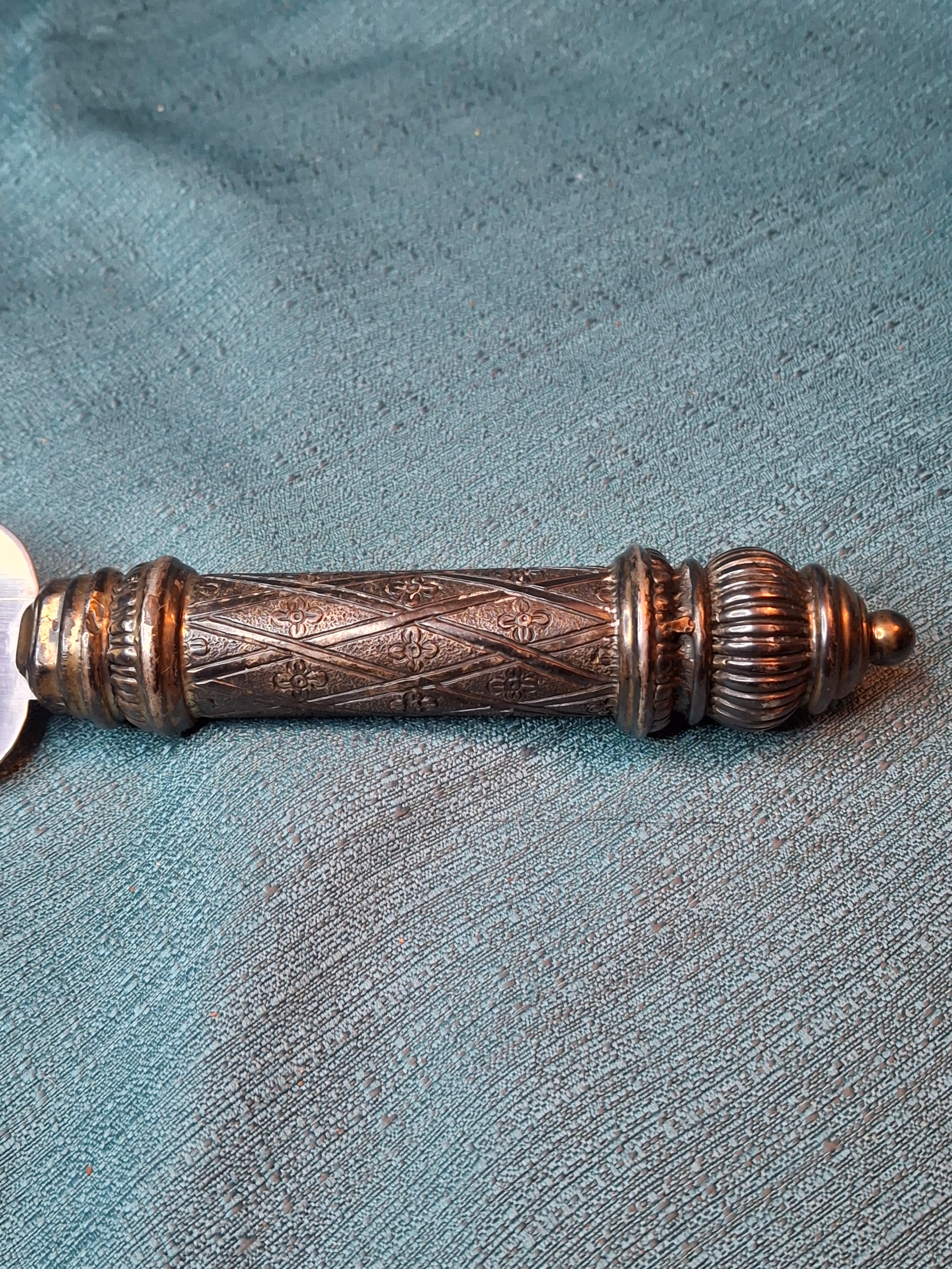 Vintage Sterling Silver 925 Challah Knife & Cake Server Set Sheffield Blade Judaica