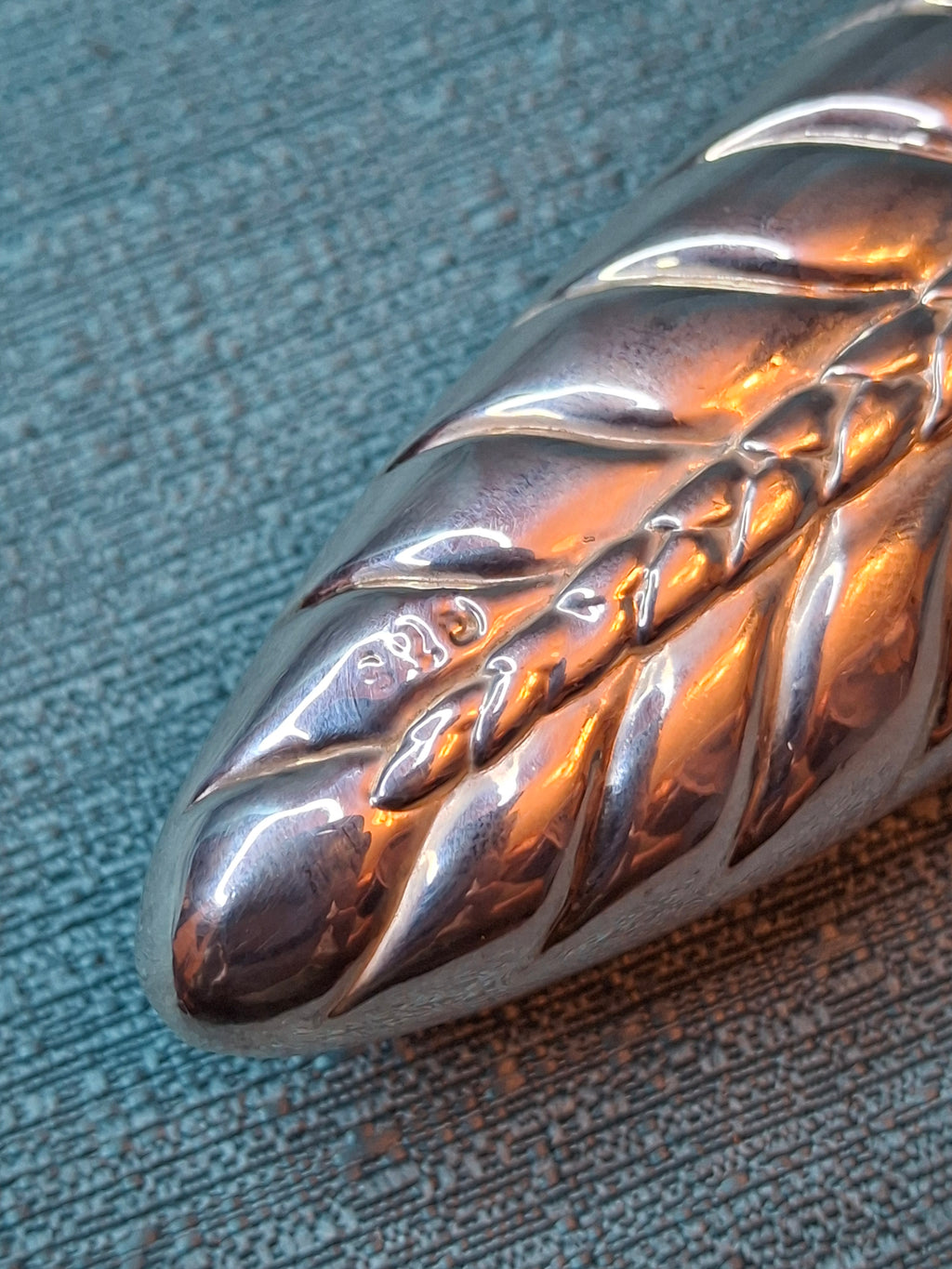 Sterling Silver 925 Challah Knife Braided Wheat Design - Stainless Blade 110g Judaica