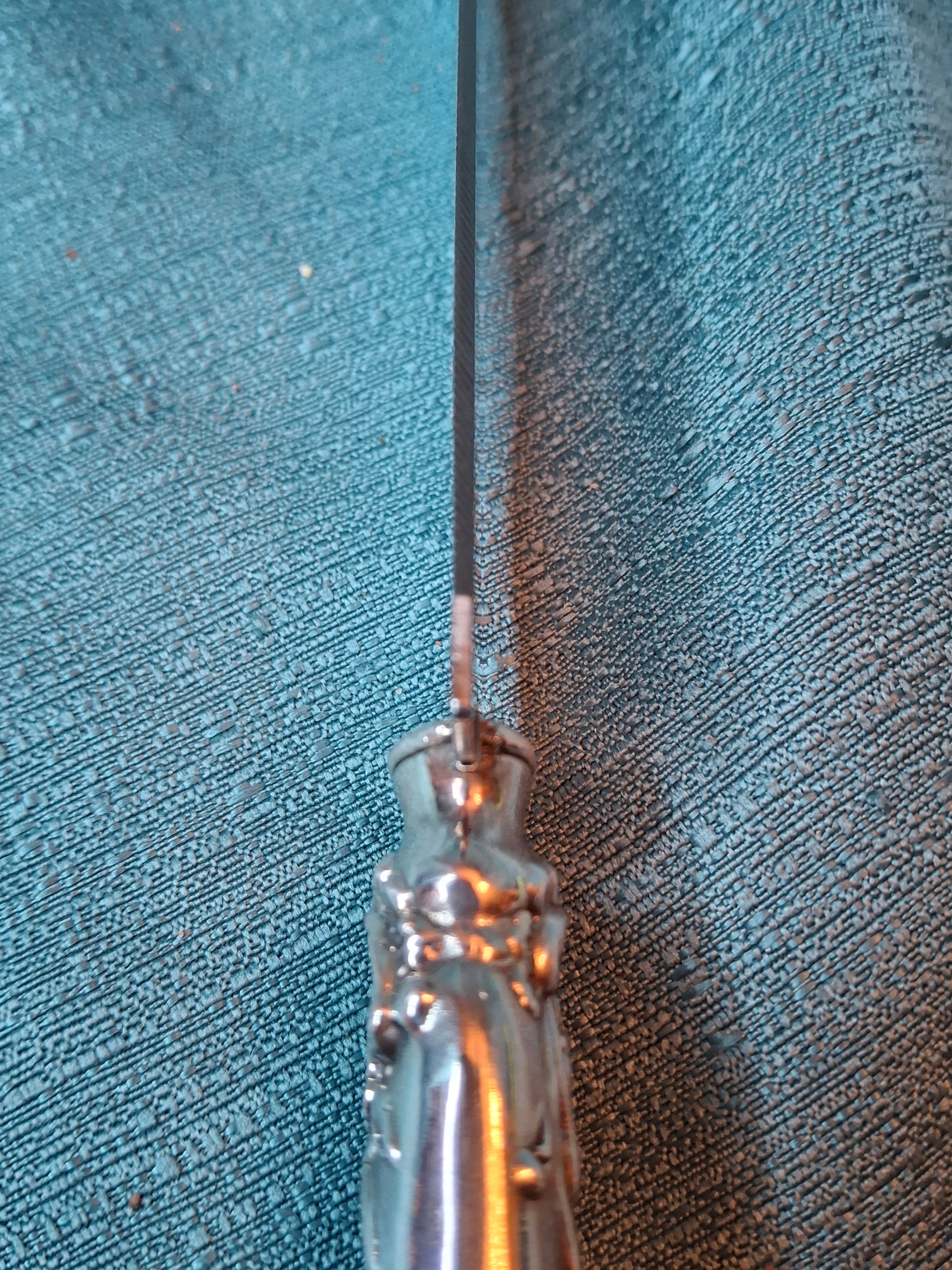 Gorham Chantilly Sterling Silver Challah Knife - No Monogram - Ornate Scroll Handle - 13" Long - Stainless Serrated Blade