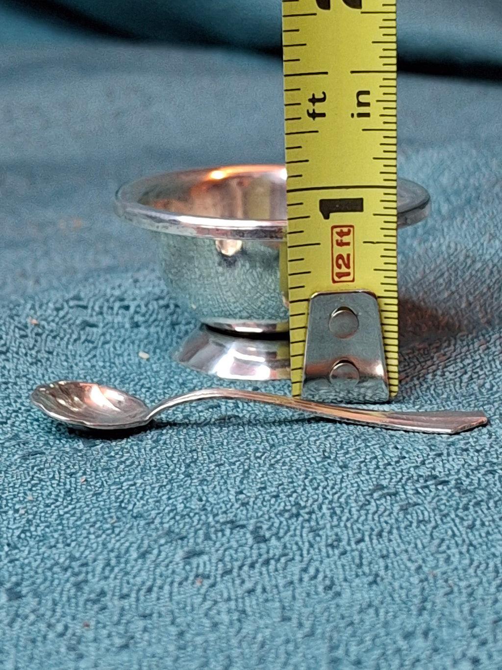 Antique Currier & Roby Sterling Silver Open Salt Cellar & Shell Spoon Set 12g