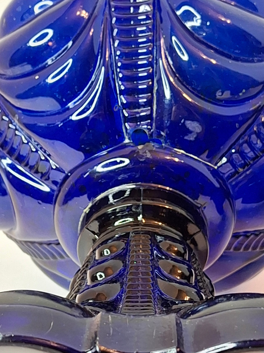 Rare Pair Antique Cobalt Blue Coolidge Drape Kerosene Oil Lamps | Victoria Pattern Pilabrasgo c. 1890s | EAPG Stunning Condition
