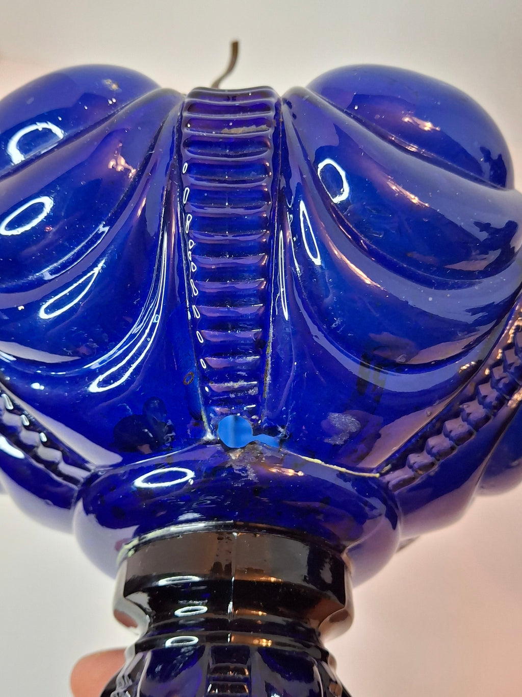 Rare Pair Antique Cobalt Blue Coolidge Drape Kerosene Oil Lamps | Victoria Pattern Pilabrasgo c. 1890s | EAPG Stunning Condition