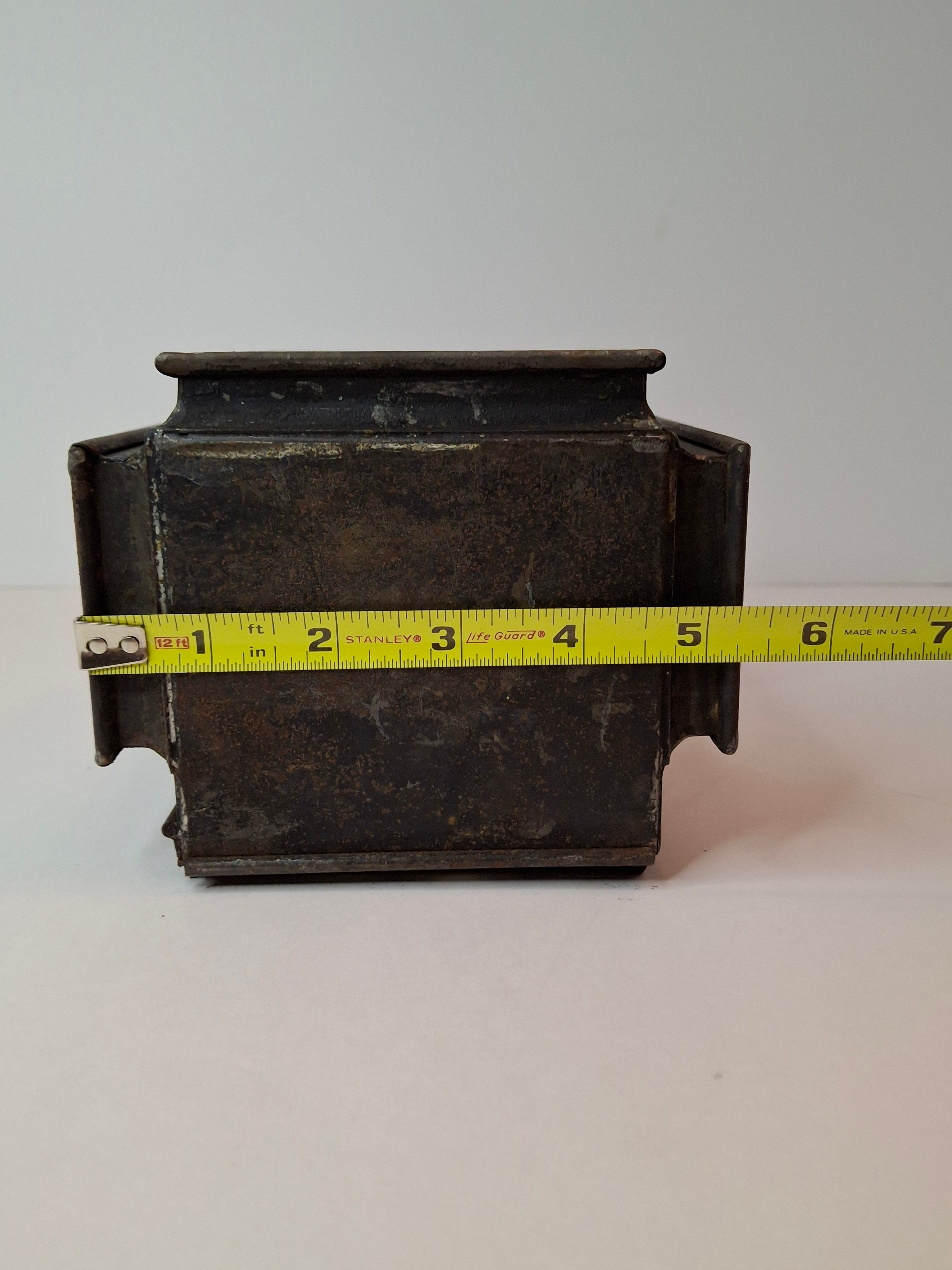 Antique 19th C Primitive Tin Hand Lantern Square Glass Kerosene Lamp Complete