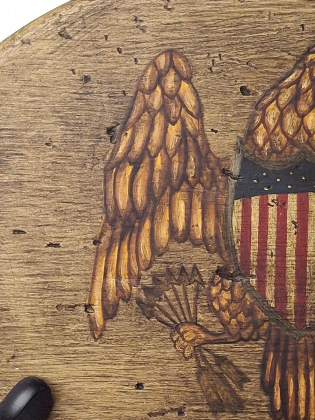 Vintage Folk Art Hand Painted American Federal Eagle Wood Plaque Americana 10"