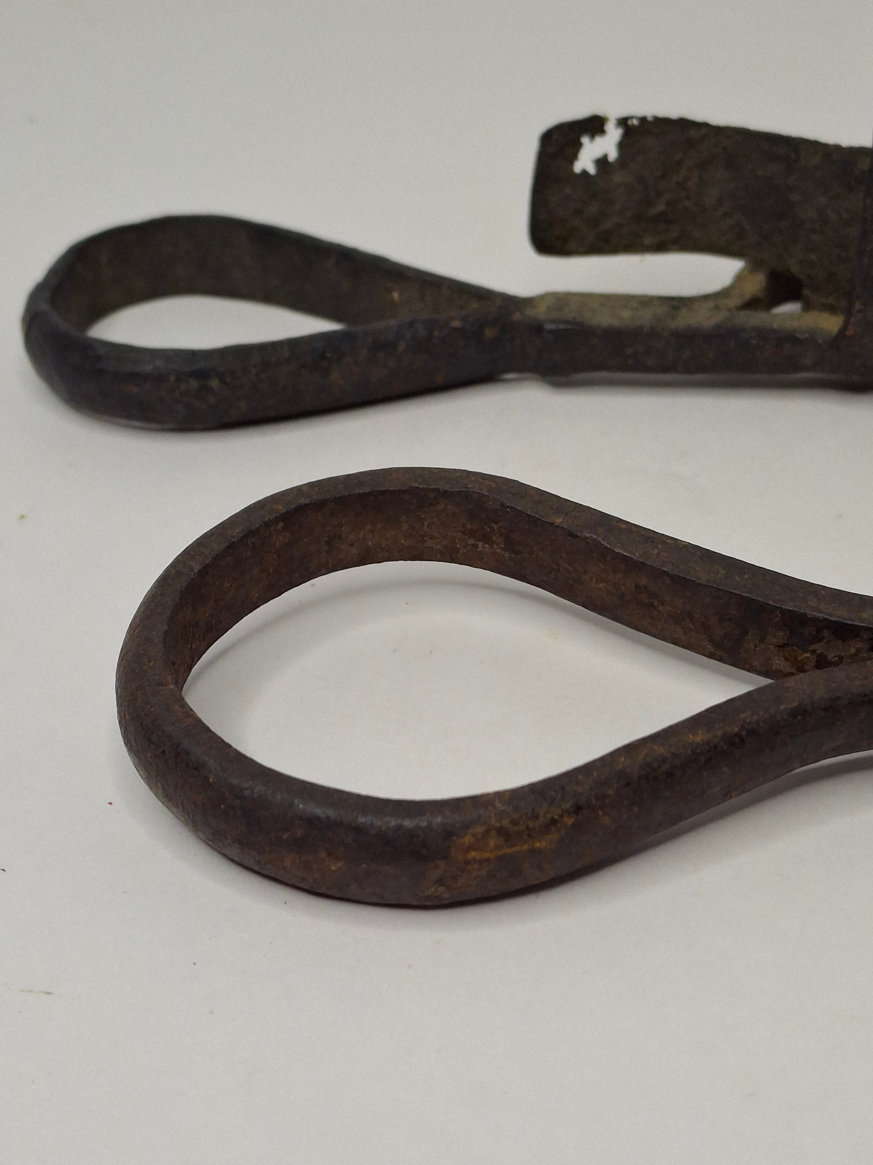 Antique Pair Hand-Forged Wrought Iron Miners Sticking Tommy Candle Holders 19th C