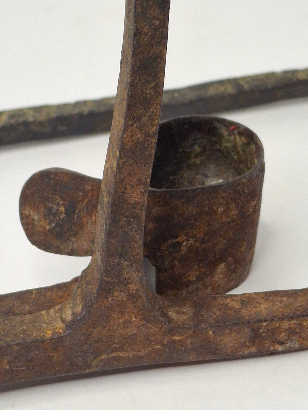 Antique Pair Hand-Forged Wrought Iron Miners Sticking Tommy Candle Holders 19th C