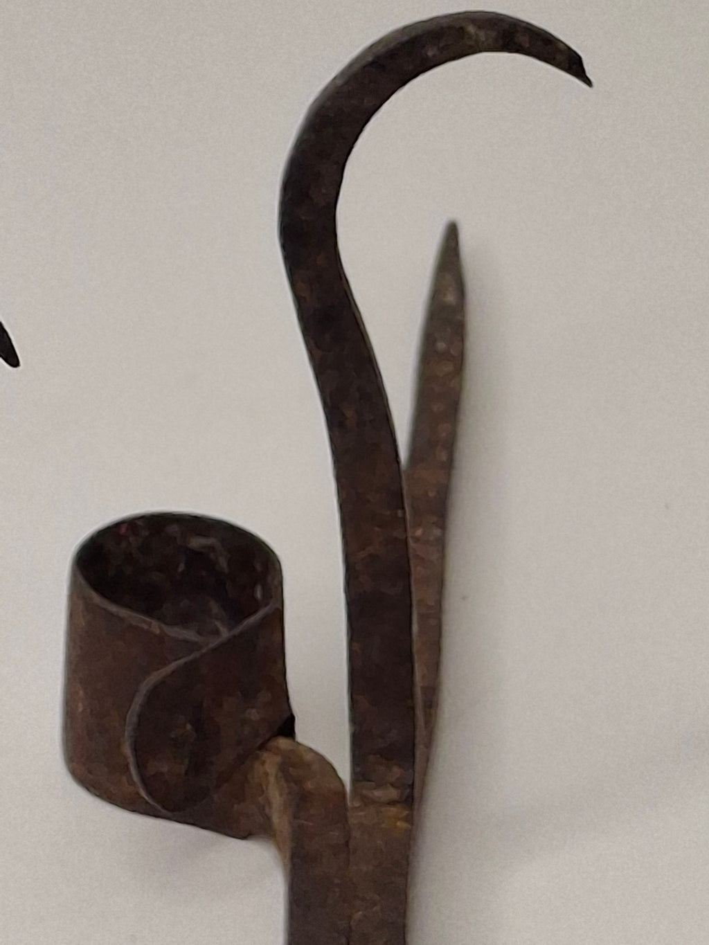 Antique Pair Hand-Forged Wrought Iron Miners Sticking Tommy Candle Holders 19th C