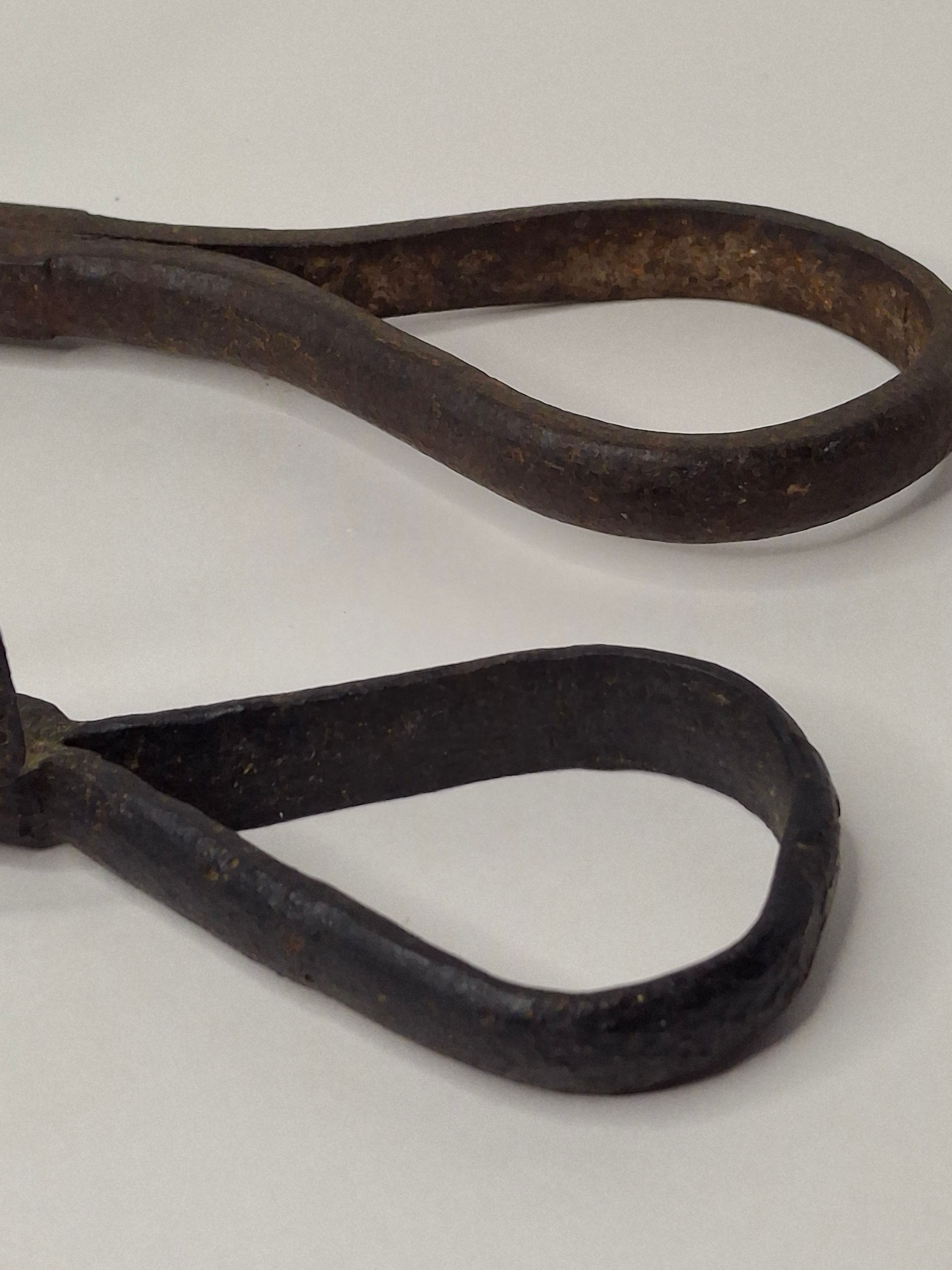Antique Pair Hand-Forged Wrought Iron Miners Sticking Tommy Candle Holders 19th C