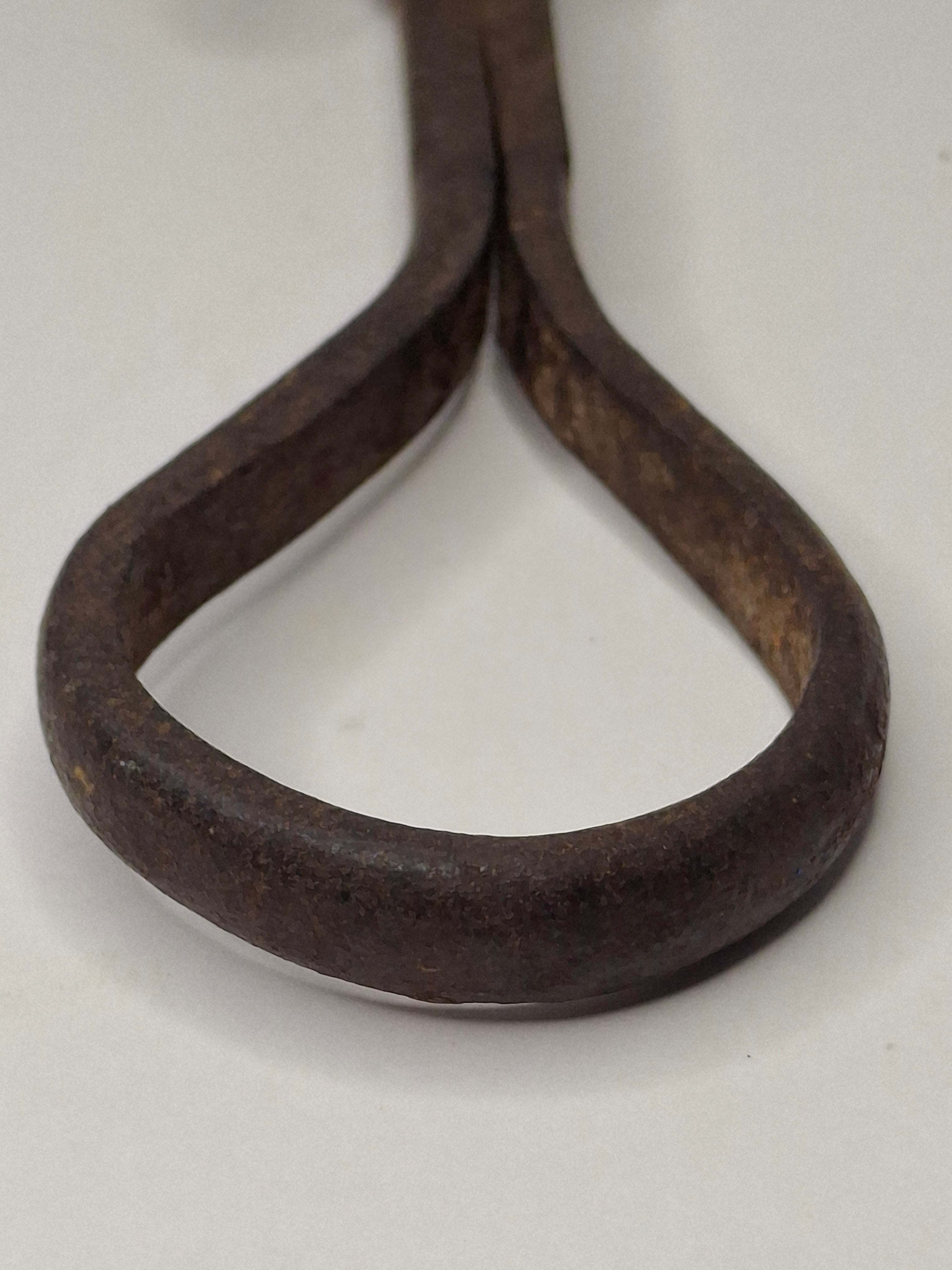 Antique Pair Hand-Forged Wrought Iron Miners Sticking Tommy Candle Holders 19th C