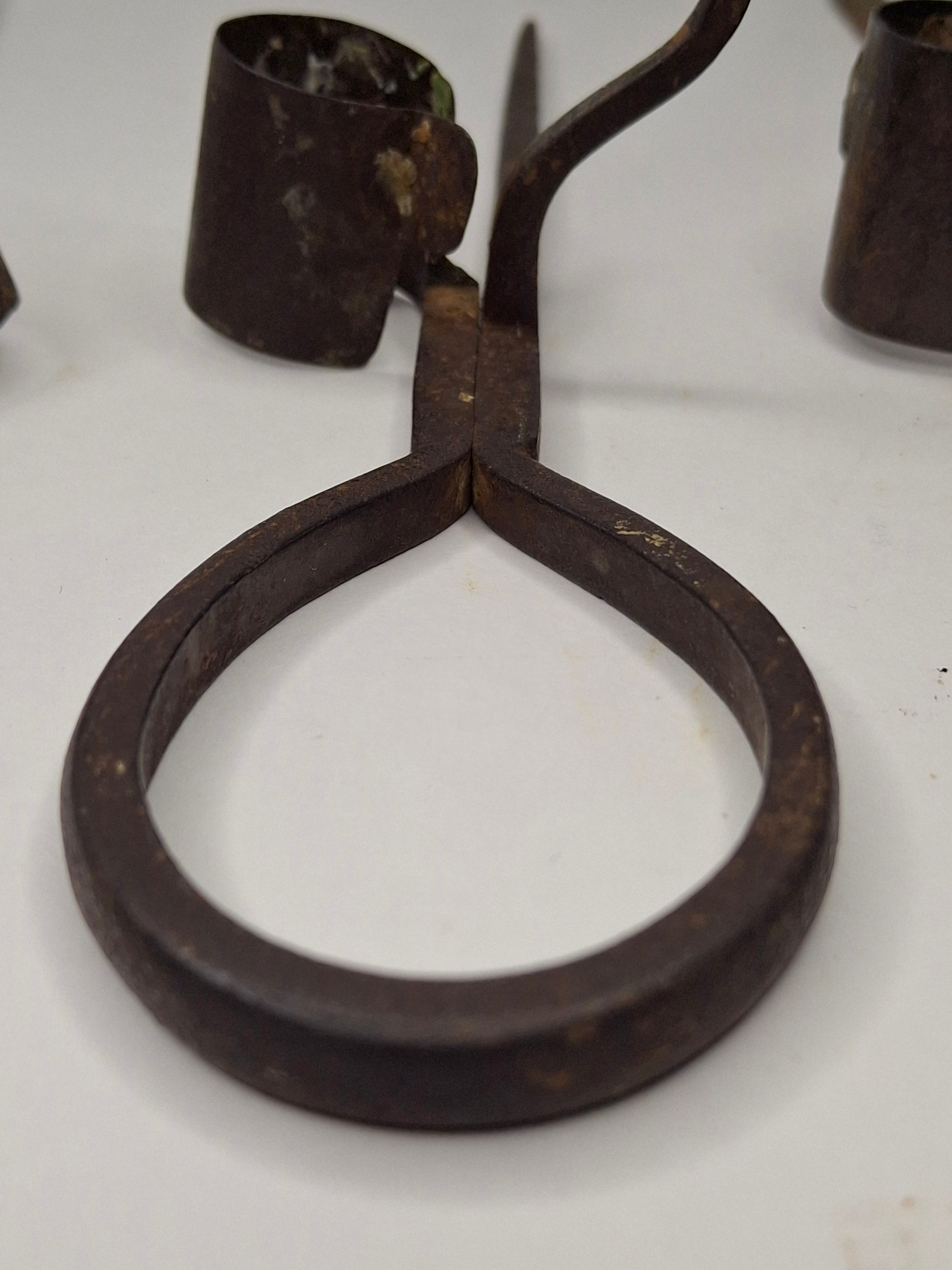 Lot of 3 Antique 19thC Hand Forged Miner's Sticking Tommy Candle Holders Mining