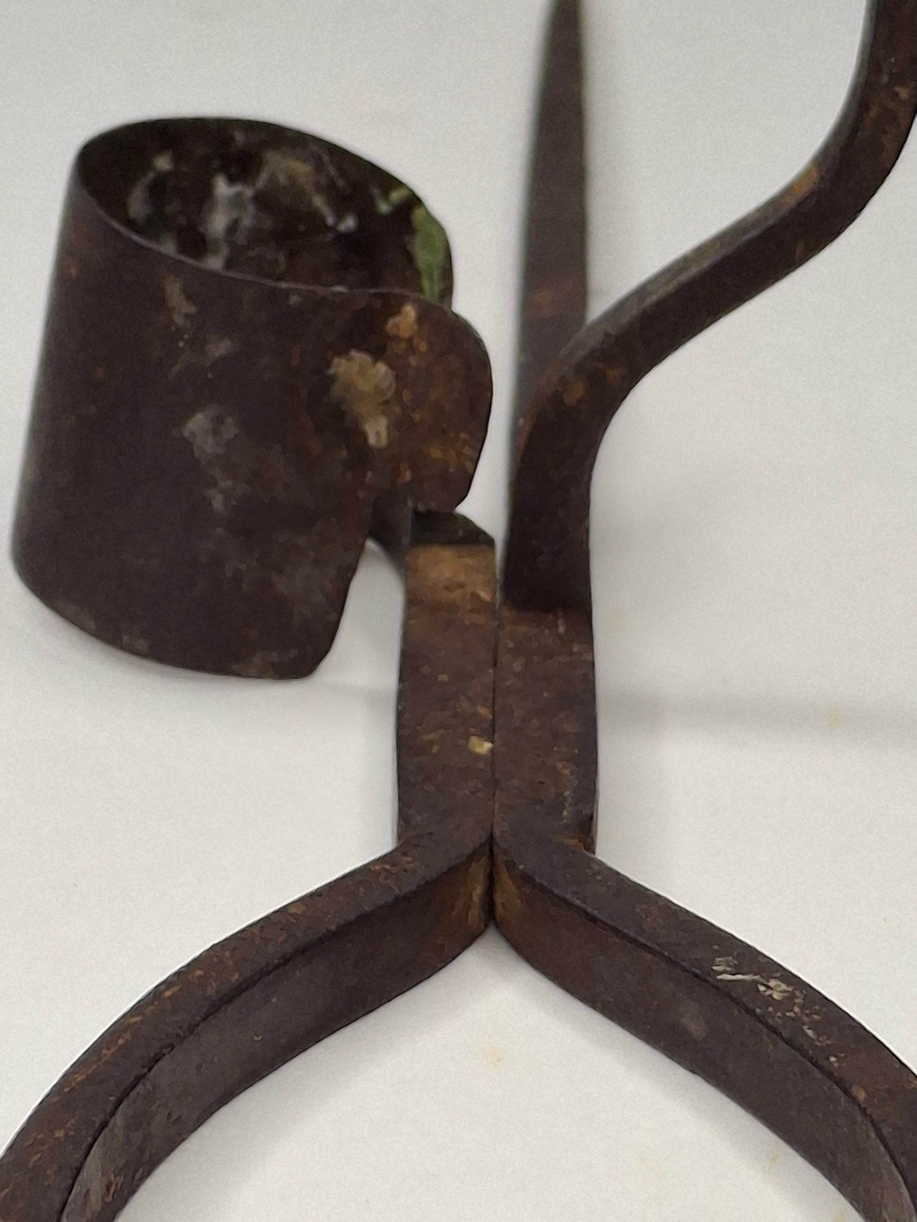 Lot of 3 Antique 19thC Hand Forged Miner's Sticking Tommy Candle Holders Mining