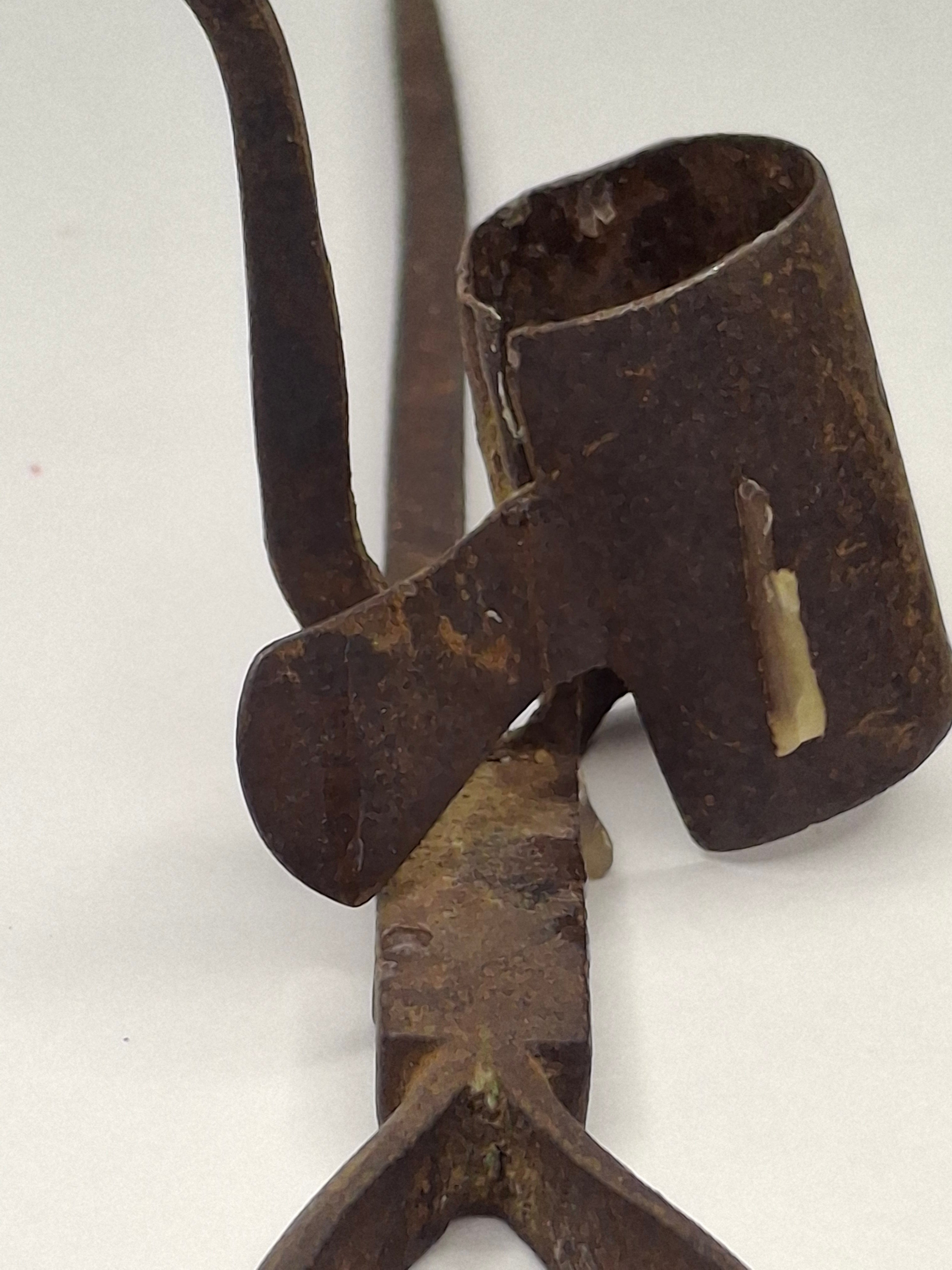 Lot of 3 Antique 19thC Hand Forged Miner's Sticking Tommy Candle Holders Mining