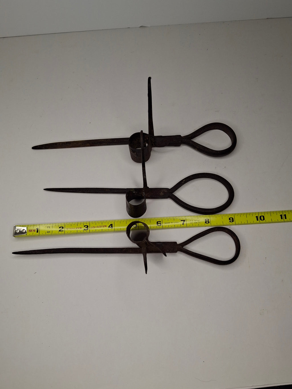 Lot of 3 Antique 19thC Hand Forged Miner's Sticking Tommy Candle Holders Mining