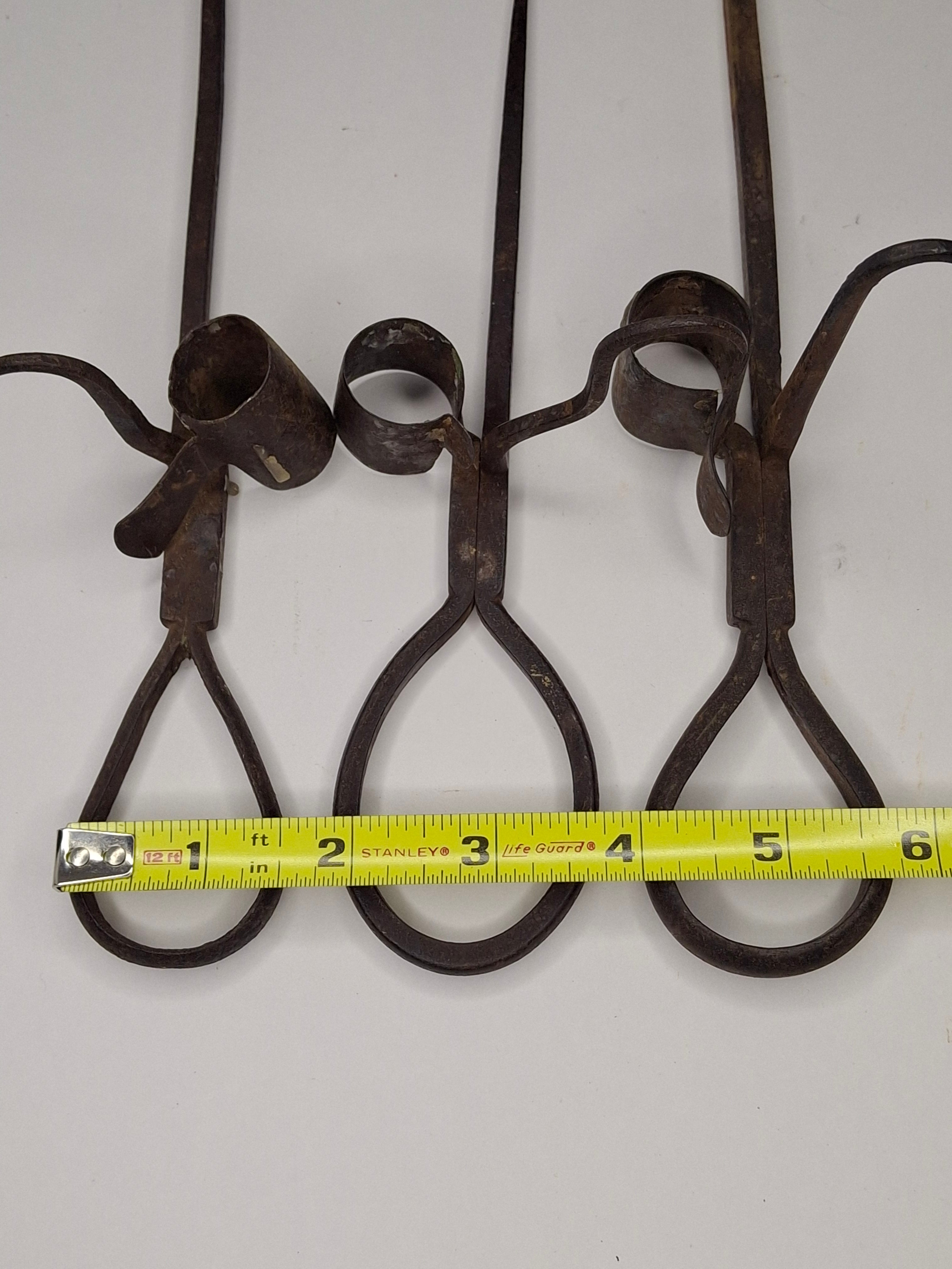 Lot of 3 Antique 19thC Hand Forged Miner's Sticking Tommy Candle Holders Mining
