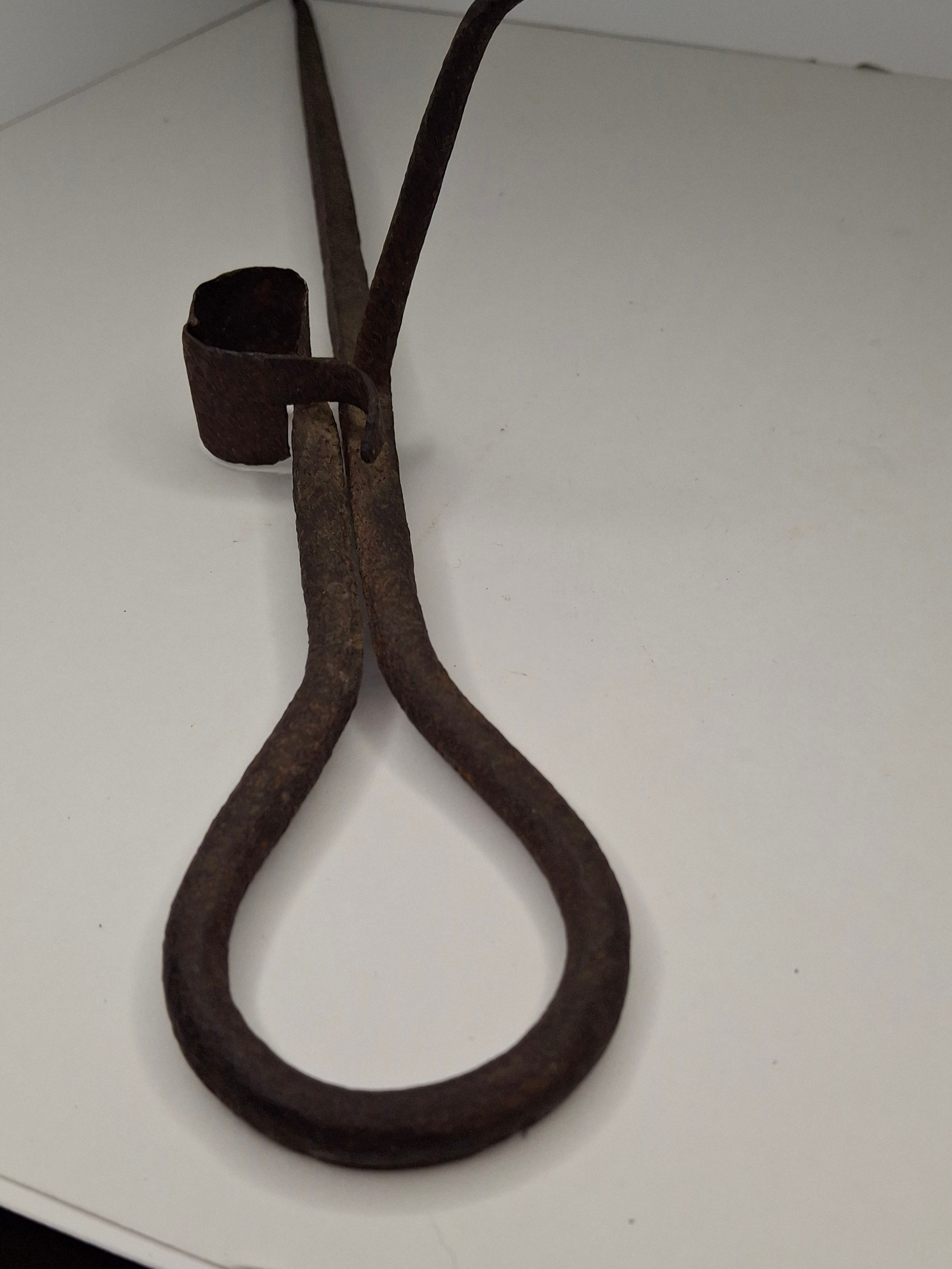 Antique 19.5" Extra Long Wrought Iron Sticking Tommy Mine Lamp Candle Holder 18th Century