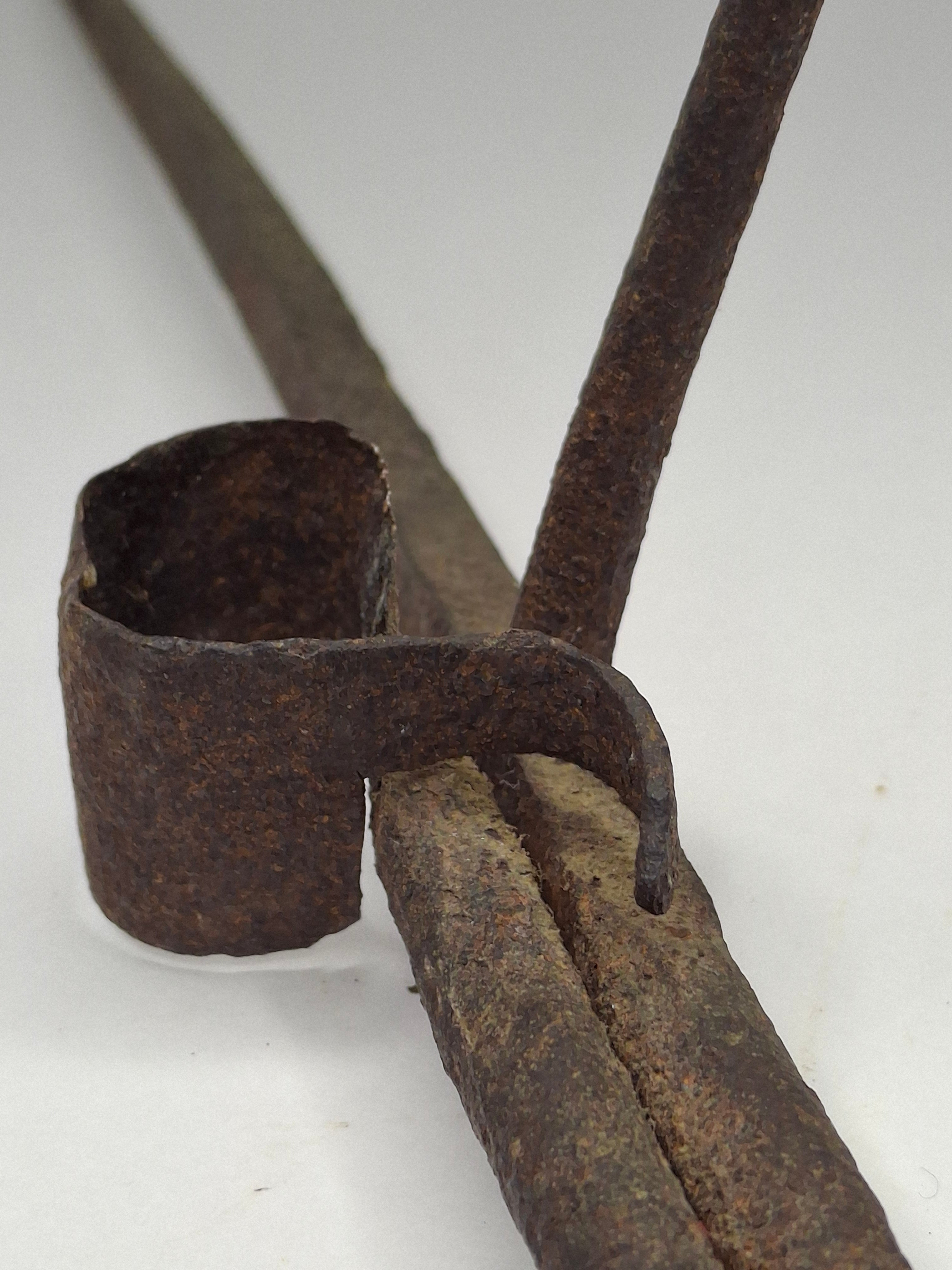 Antique 19.5" Extra Long Wrought Iron Sticking Tommy Mine Lamp Candle Holder 18th Century