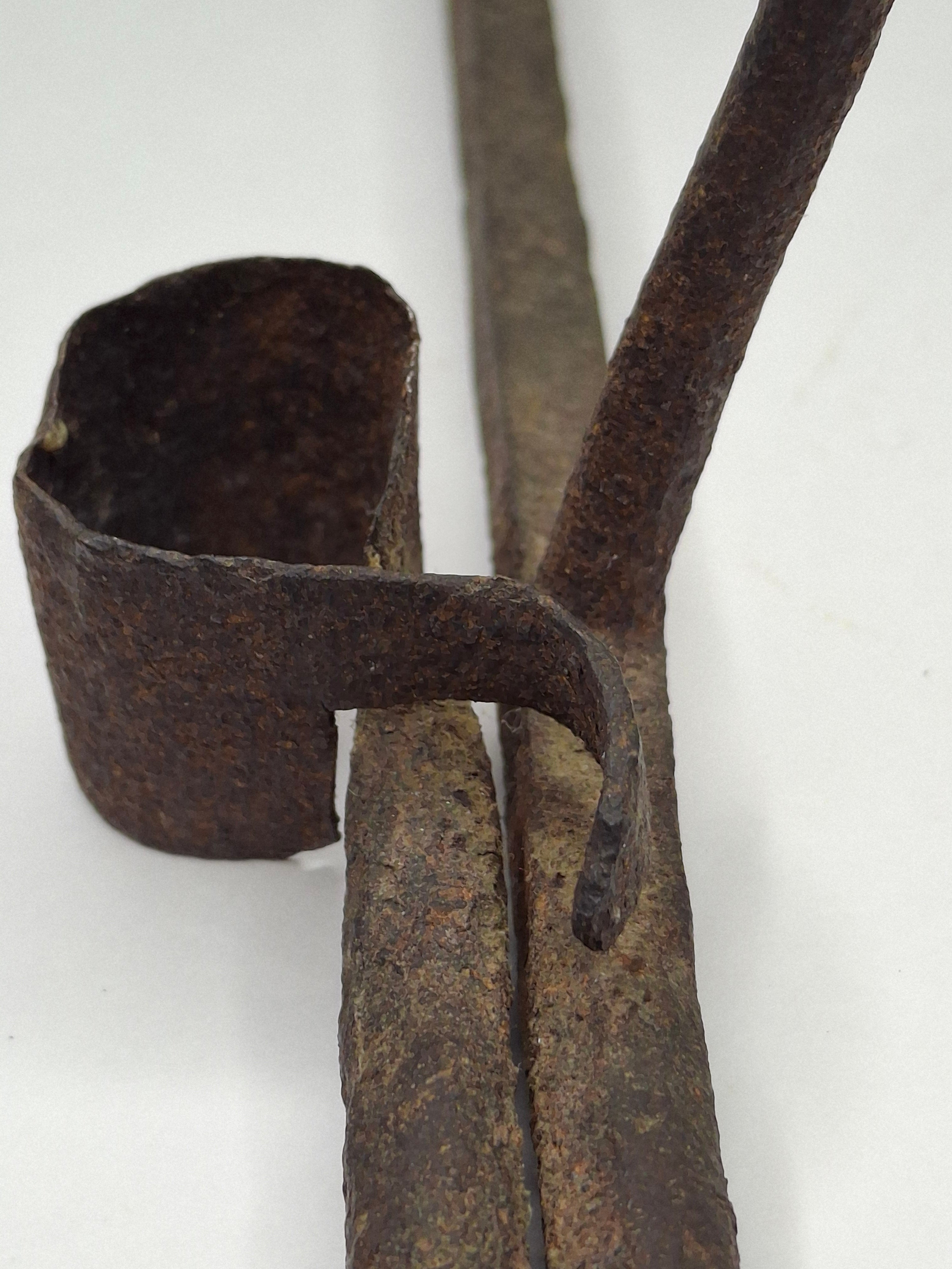 Antique 19.5" Extra Long Wrought Iron Sticking Tommy Mine Lamp Candle Holder 18th Century