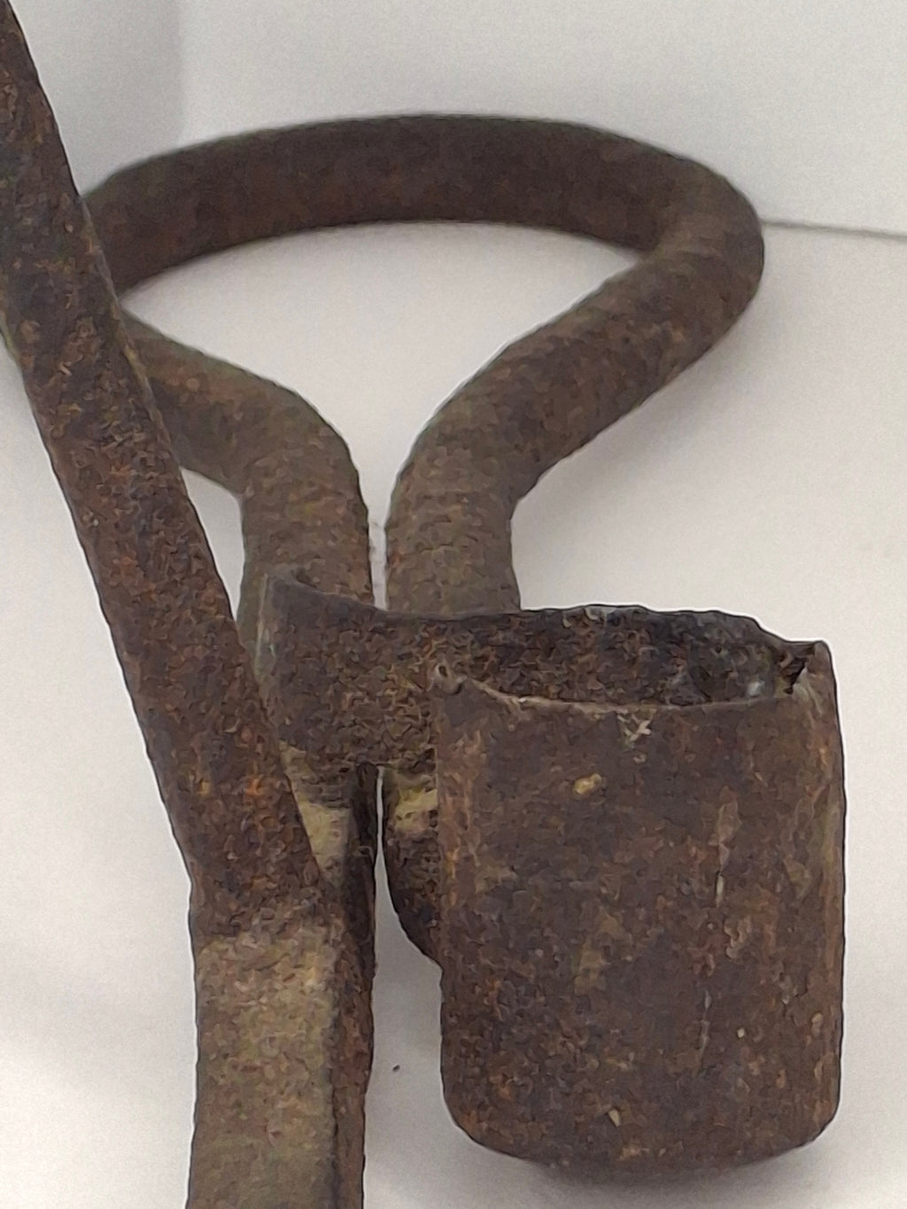 Antique 19.5" Extra Long Wrought Iron Sticking Tommy Mine Lamp Candle Holder 18th Century