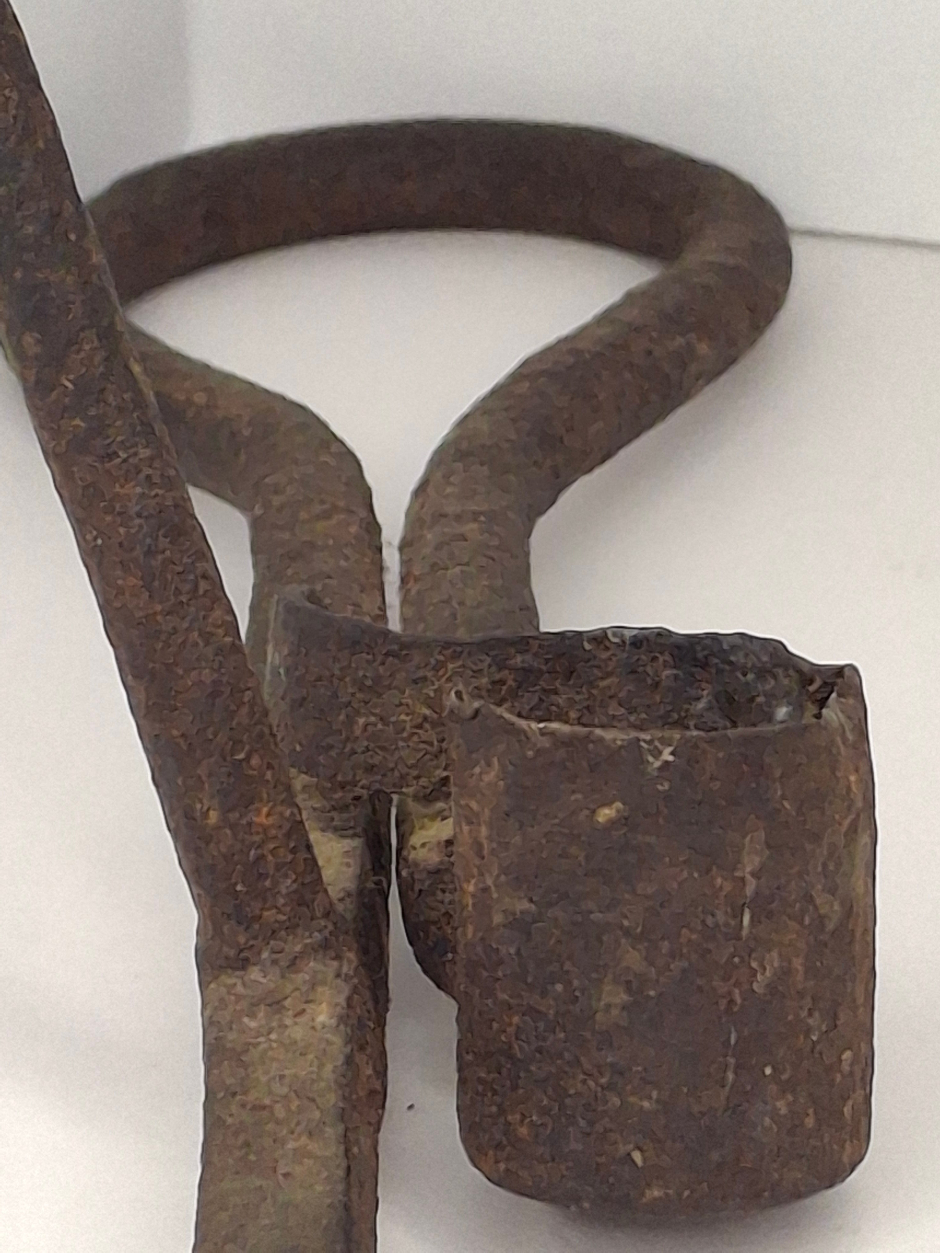 Antique 19.5" Extra Long Wrought Iron Sticking Tommy Mine Lamp Candle Holder 18th Century