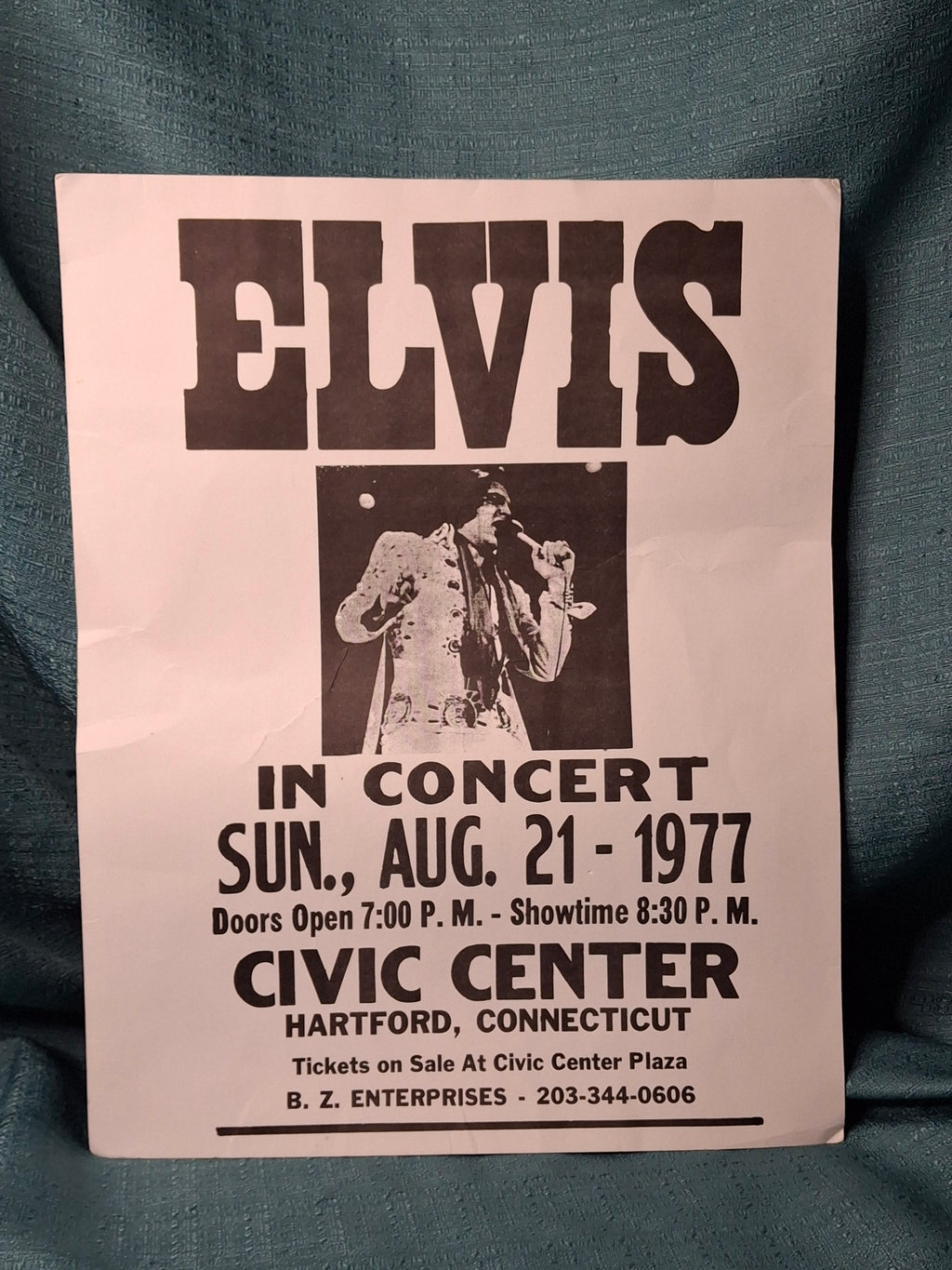 VINTAGE Elvis Presley 1977 Hartford Civic Center Concert Poster - Phantom Tour