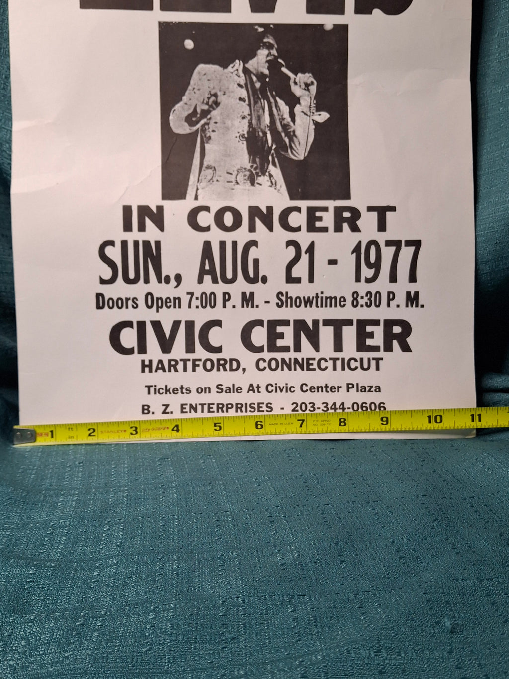 VINTAGE Elvis Presley 1977 Hartford Civic Center Concert Poster - Phantom Tour