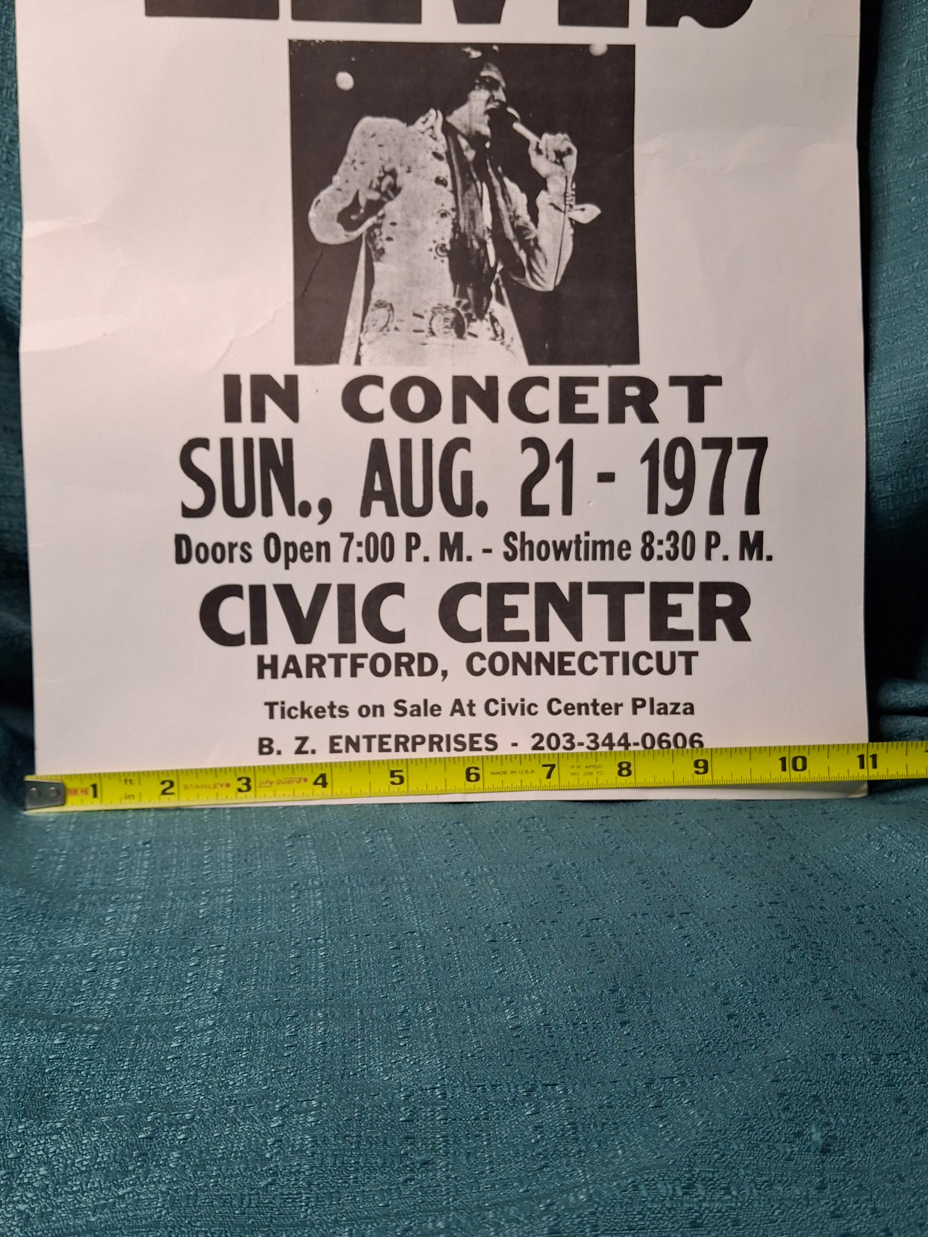 VINTAGE Elvis Presley 1977 Hartford Civic Center Concert Poster - Phantom Tour