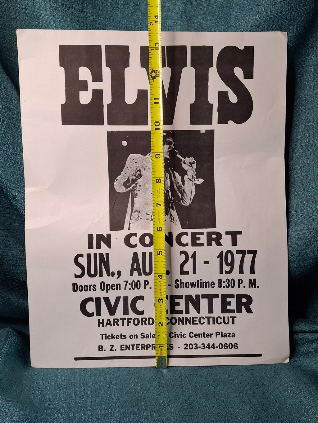VINTAGE Elvis Presley 1977 Hartford Civic Center Concert Poster - Phantom Tour