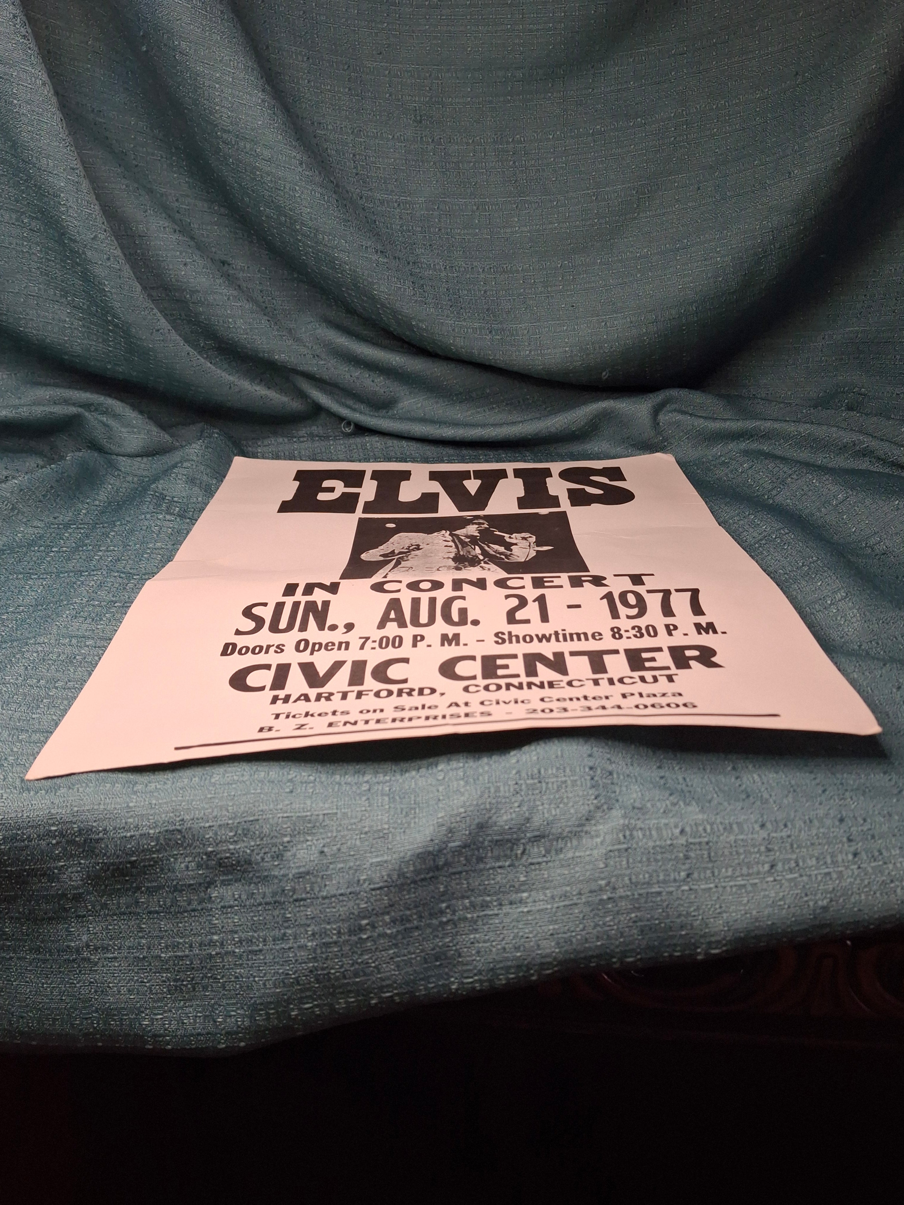 VINTAGE Elvis Presley 1977 Hartford Civic Center Concert Poster - Phantom Tour