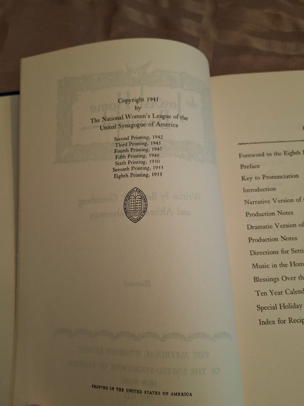 Vtg 1955 The Jewish Home Beautiful Hardcover Cookbook 8th Printing Greenberg Silverman Judaica
