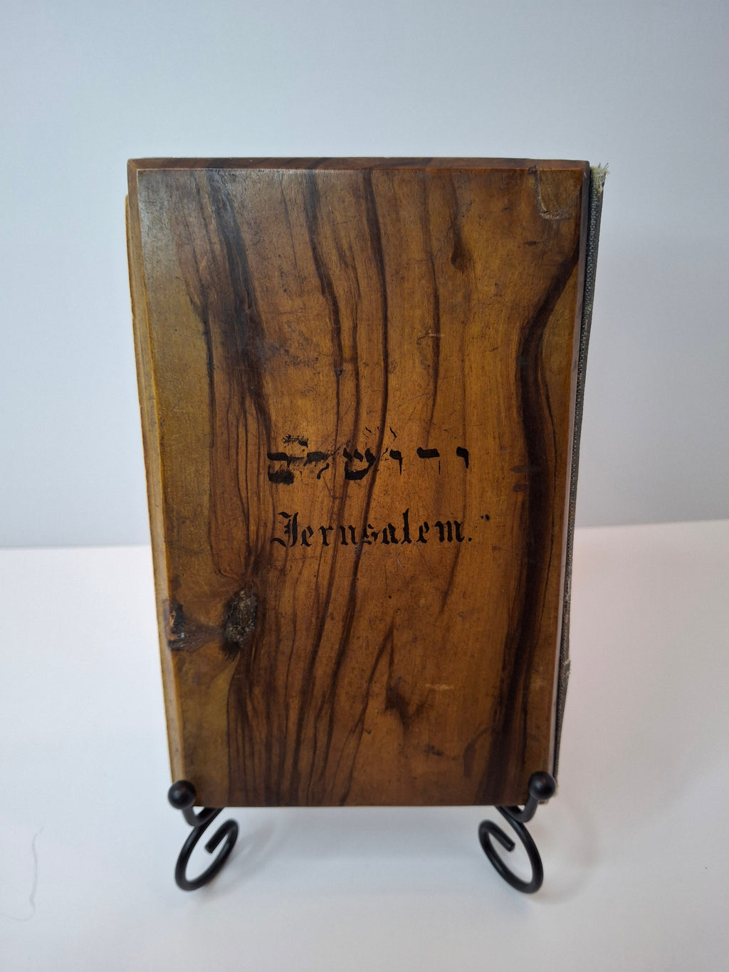Rare 1897 Olive Wood Passover Haggadah Jerusalem Zuckerman Hebrew English Kirschenbaum
