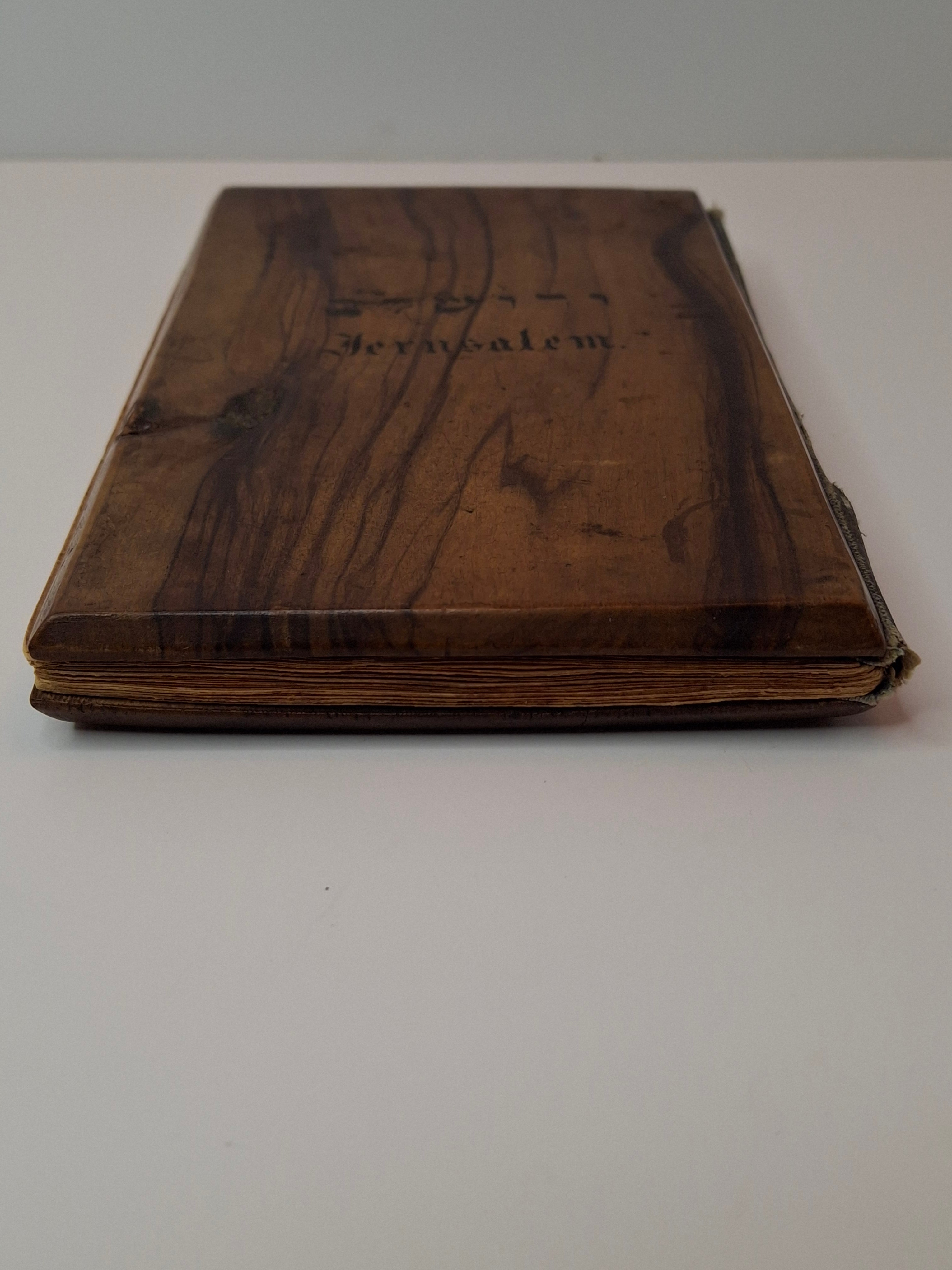 Rare 1897 Olive Wood Passover Haggadah Jerusalem Zuckerman Hebrew English Kirschenbaum