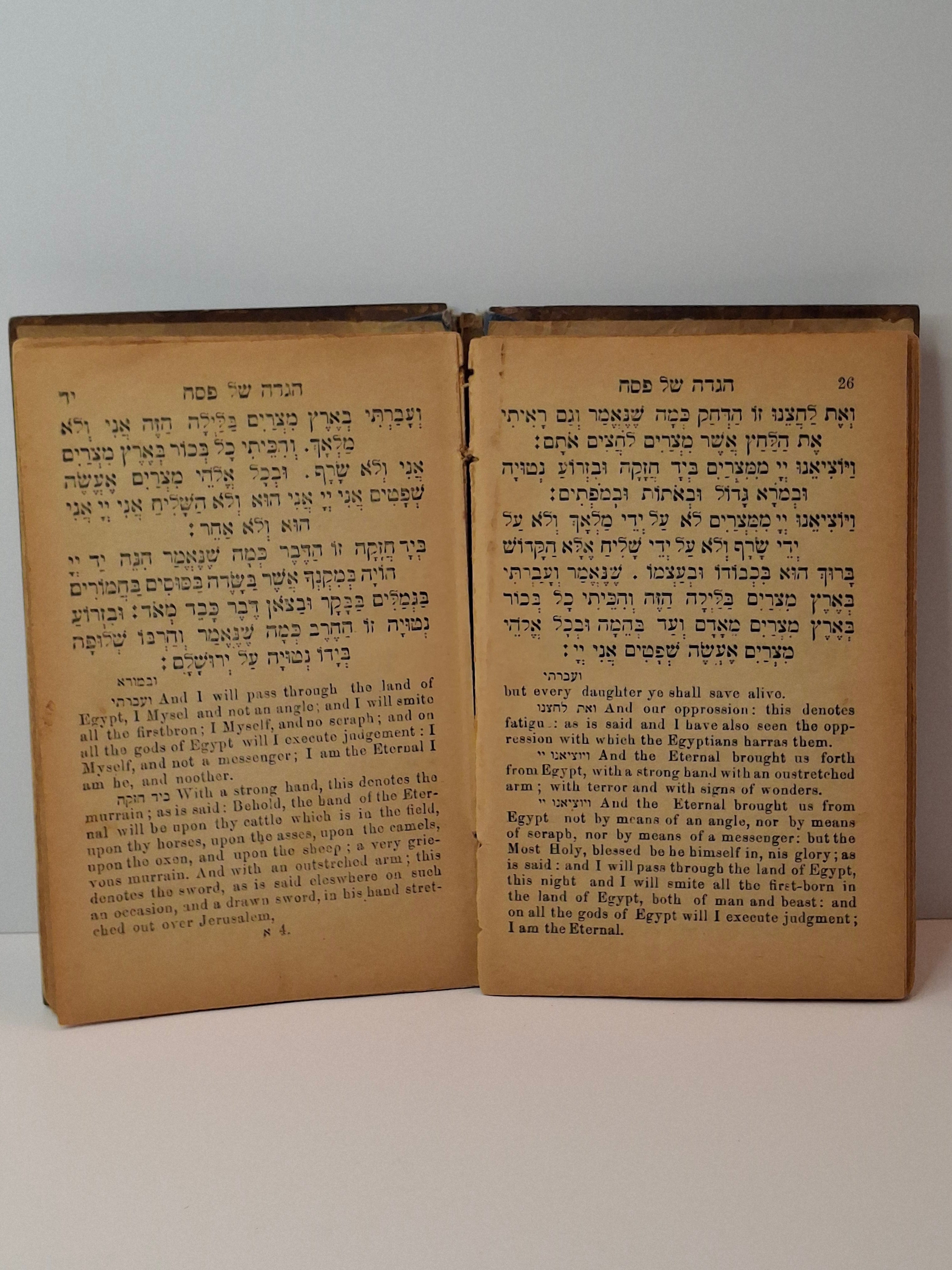 Rare 1897 Olive Wood Passover Haggadah Jerusalem Zuckerman Hebrew English Kirschenbaum