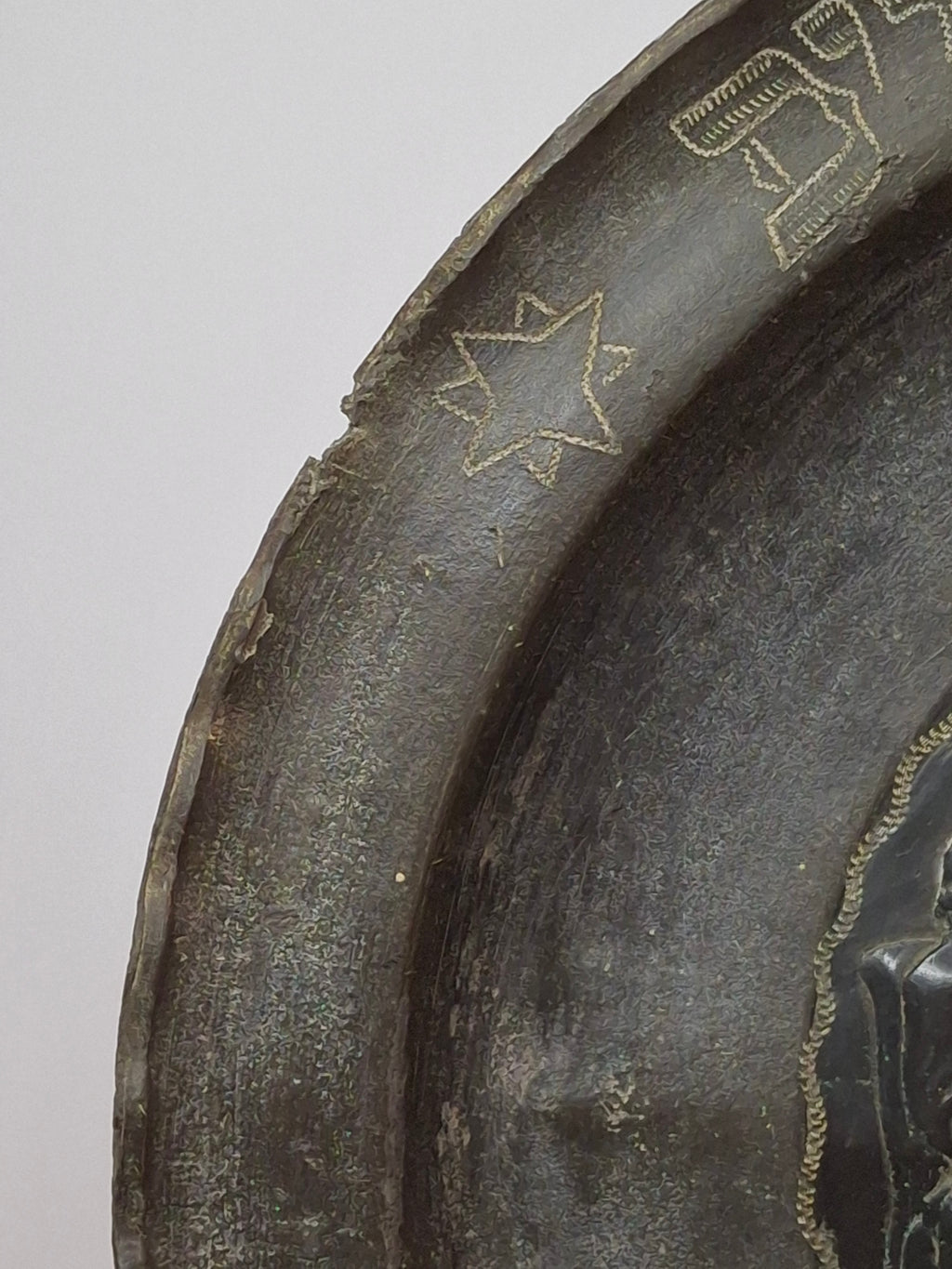 18th Century Continental Pewter Sukkot Festival Charger - Rare Sukkah Scene & Hebrew Calligraphy