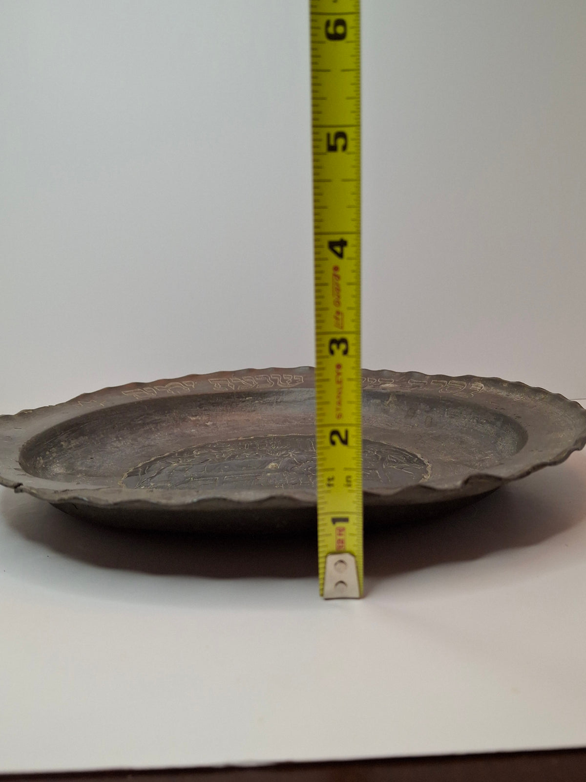 18th Century Continental Pewter Sukkot Festival Charger - Rare Sukkah Scene & Hebrew Calligraphy